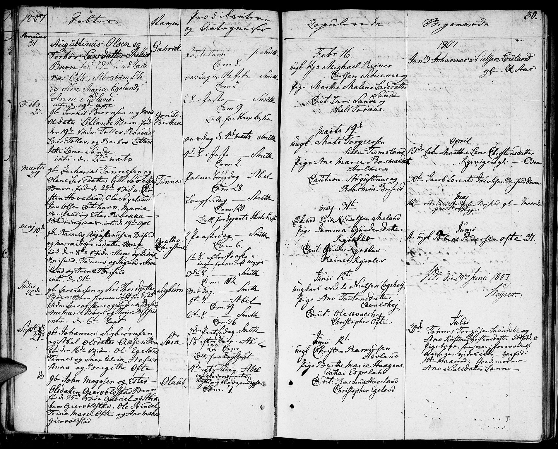 Herad sokneprestkontor, AV/SAK-1111-0018/F/Fa/Faa/L0002: Parish register (official) no. A 2, 1800-1815, p. 30