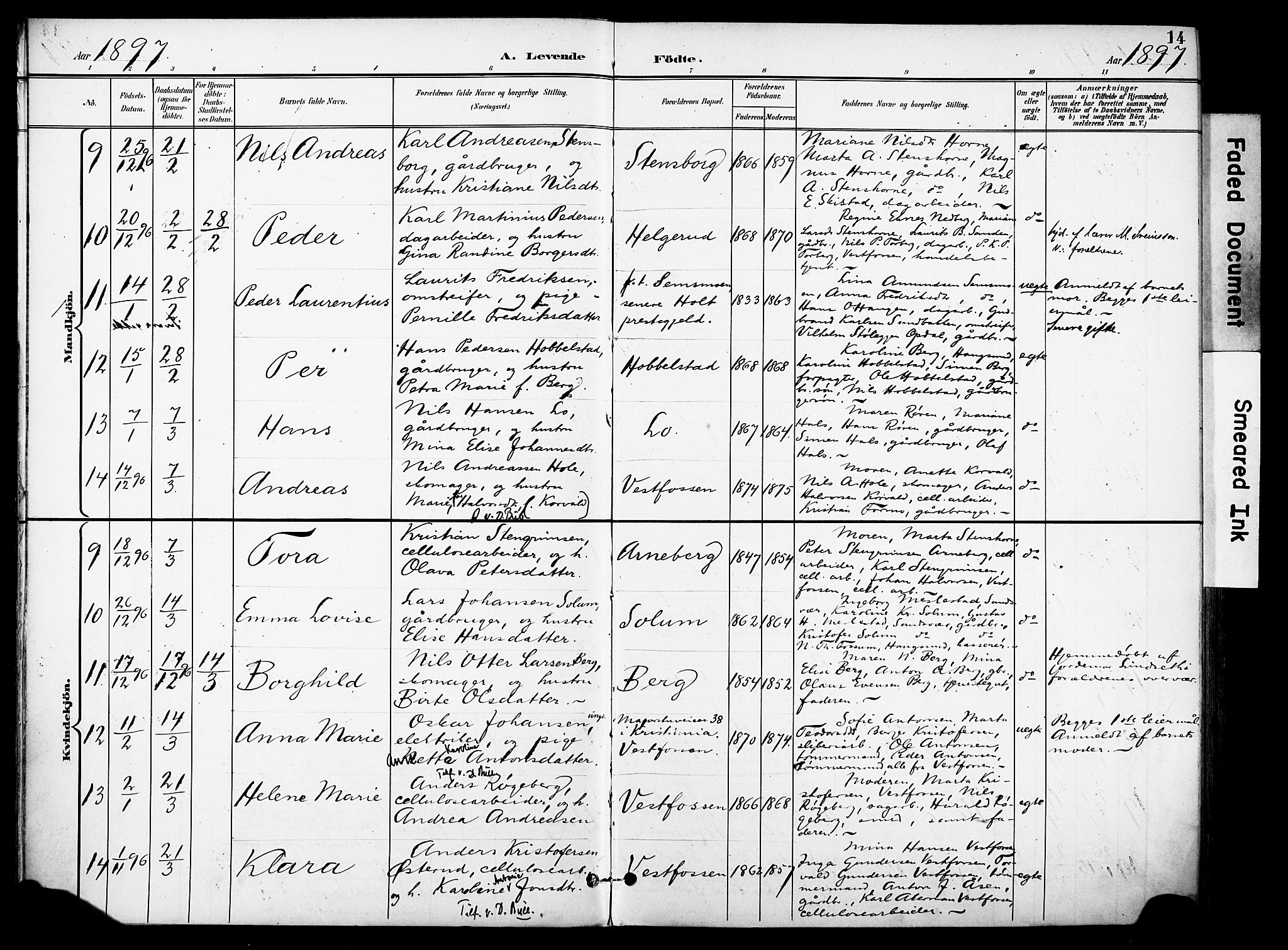 Eiker kirkebøker, AV/SAKO-A-4/F/Fb/L0003: Parish register (official) no. II 3, 1896-1942, p. 14