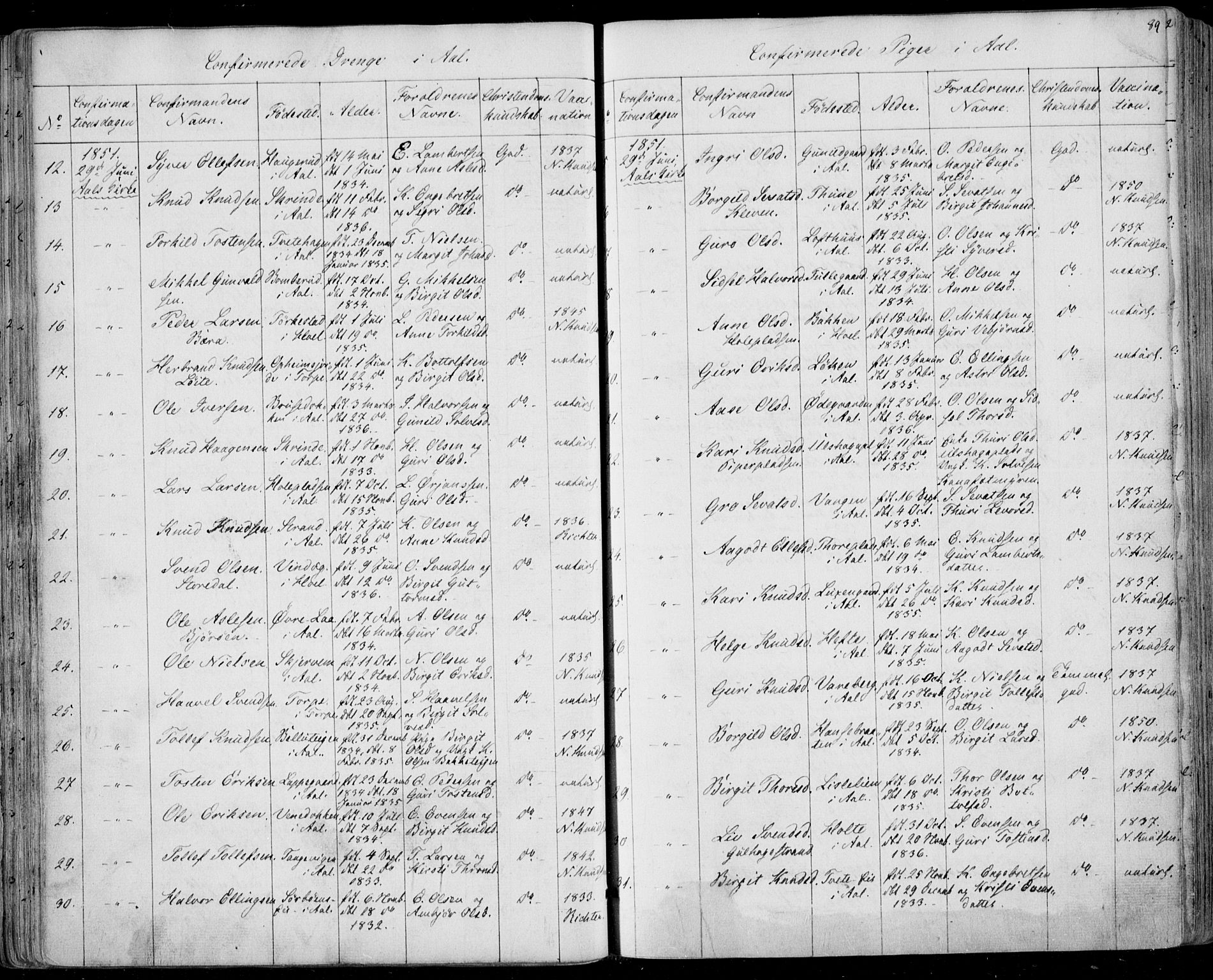 Ål kirkebøker, SAKO/A-249/F/Fa/L0006: Parish register (official) no. I 6, 1849-1864, p. 89