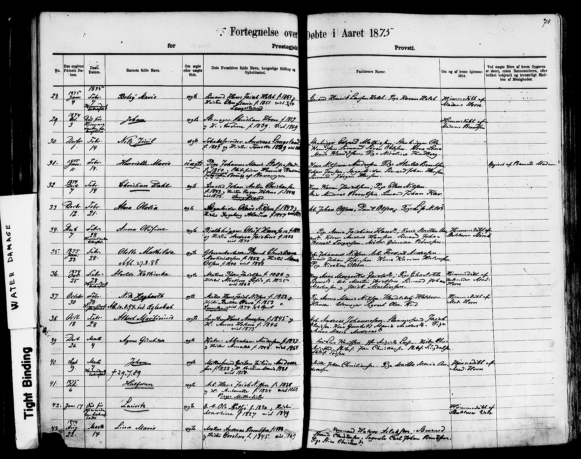 Larvik kirkebøker, AV/SAKO-A-352/F/Fa/L0006: Parish register (official) no. I 6, 1871-1883, p. 74