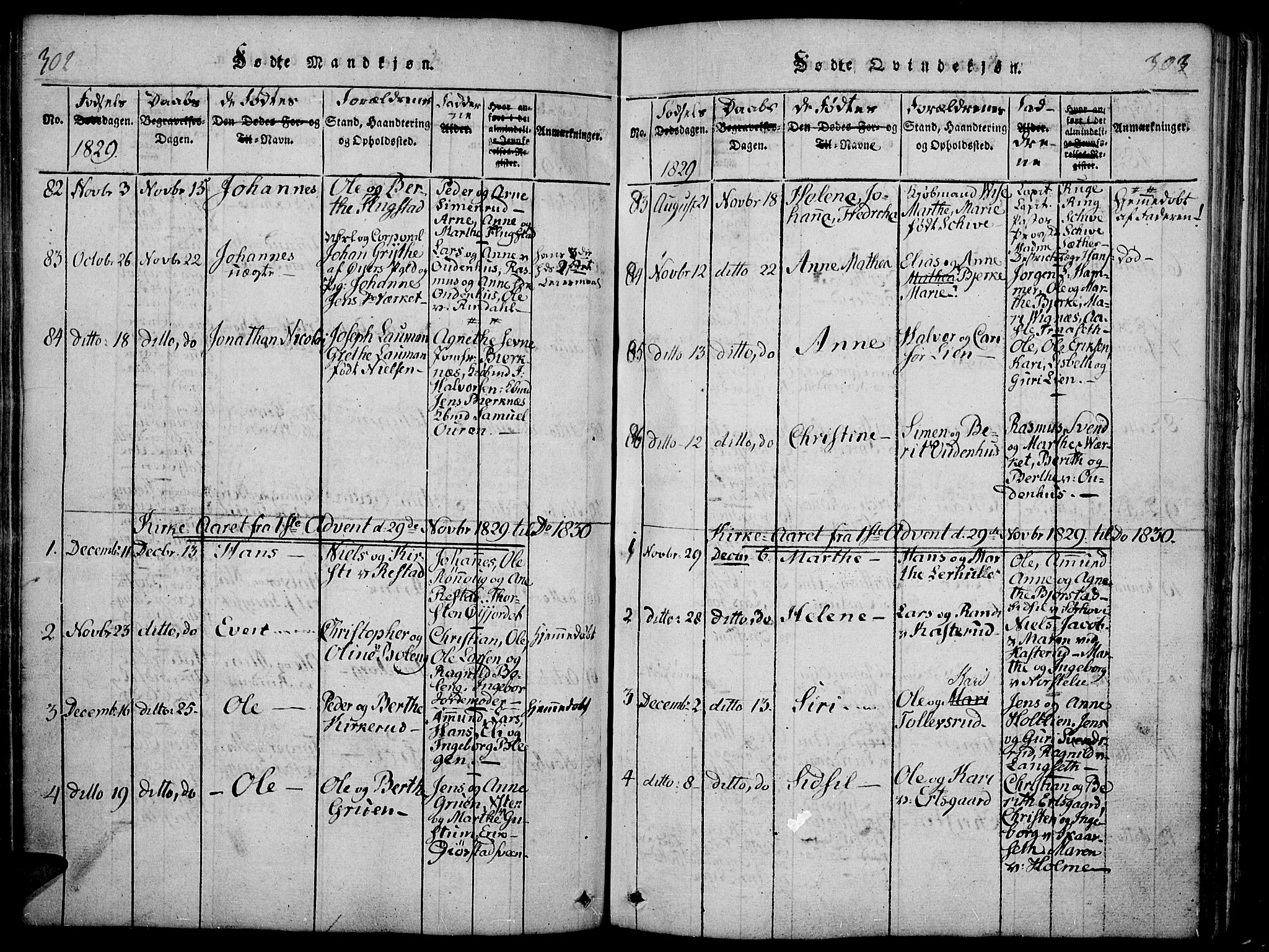 Fåberg prestekontor, SAH/PREST-086/H/Ha/Haa/L0003: Parish register (official) no. 3, 1818-1833, p. 302-303