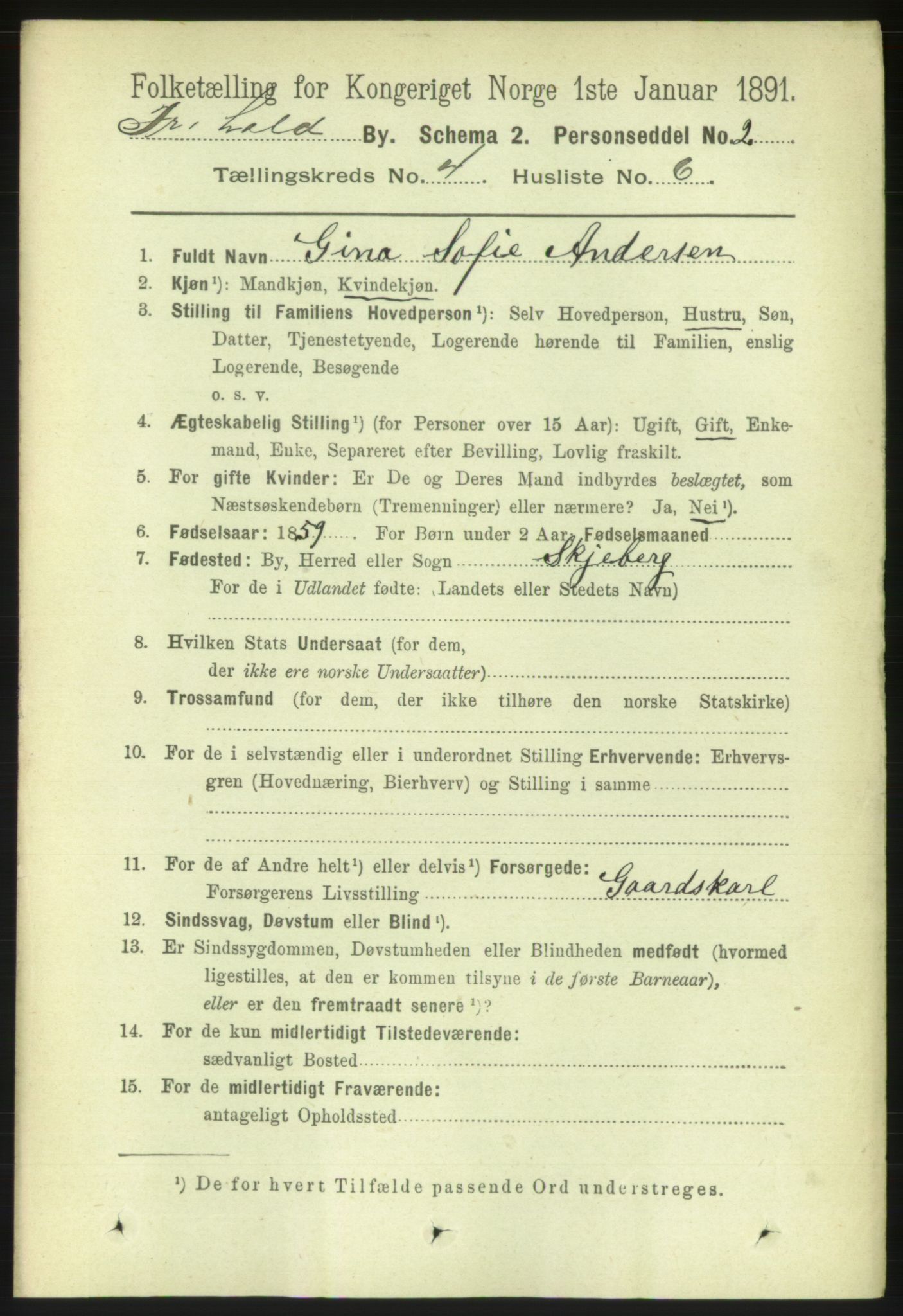 RA, 1891 census for 0101 Fredrikshald, 1891, p. 3792