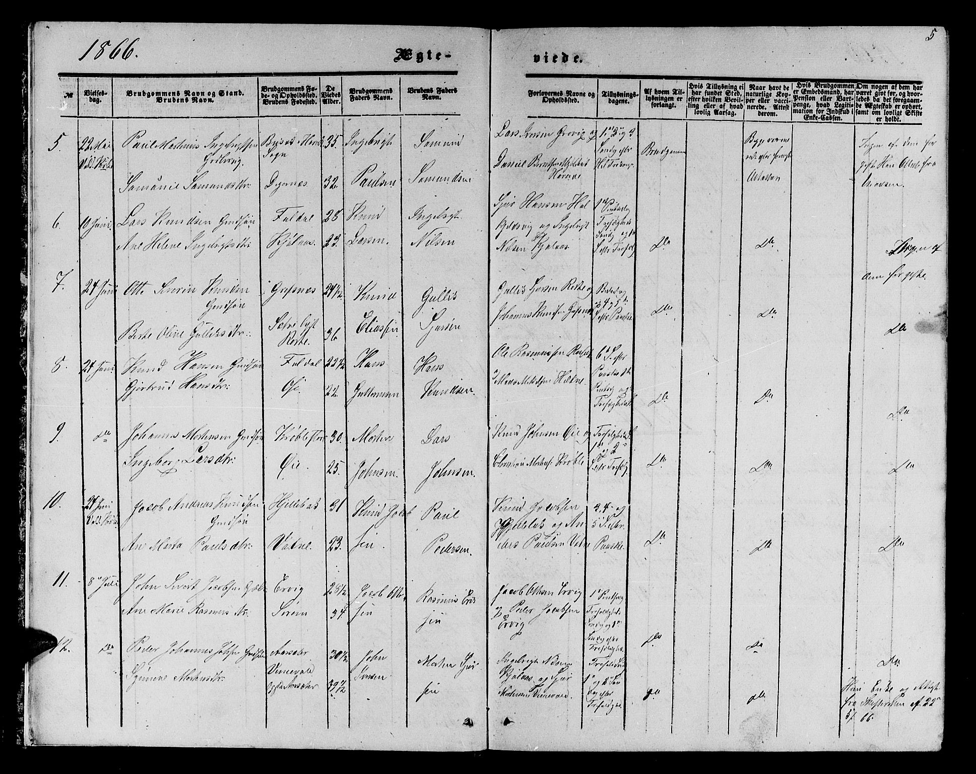 Ministerialprotokoller, klokkerbøker og fødselsregistre - Møre og Romsdal, AV/SAT-A-1454/513/L0188: Parish register (copy) no. 513C02, 1865-1882, p. 5