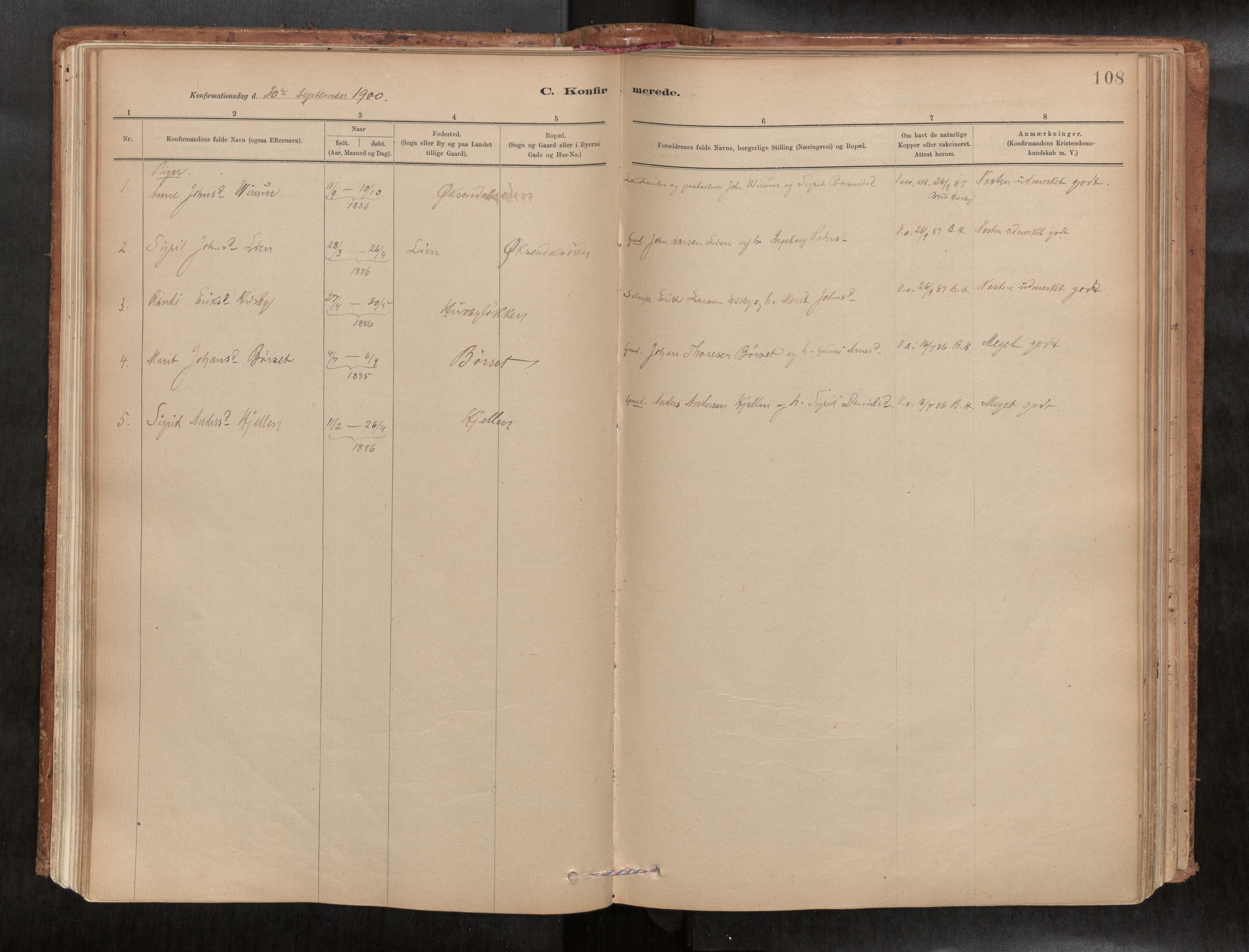 Ministerialprotokoller, klokkerbøker og fødselsregistre - Møre og Romsdal, SAT/A-1454/588/L1006: Parish register (official) no. 588A03, 1886-1912, p. 108