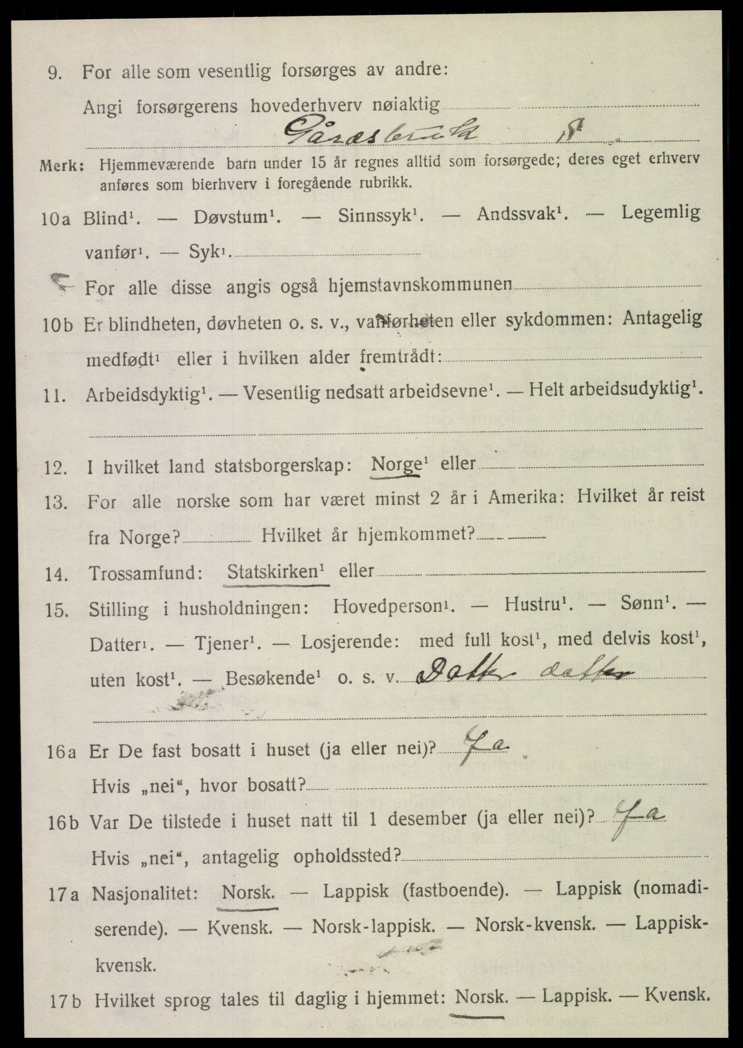 SAT, 1920 census for Vefsn, 1920, p. 2012