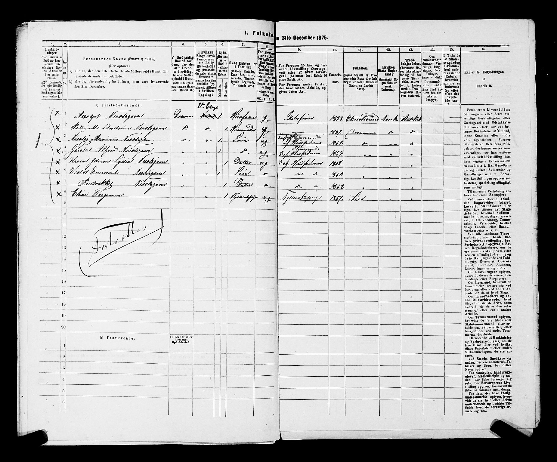 SAKO, 1875 census for 0602 Drammen, 1875, p. 3465