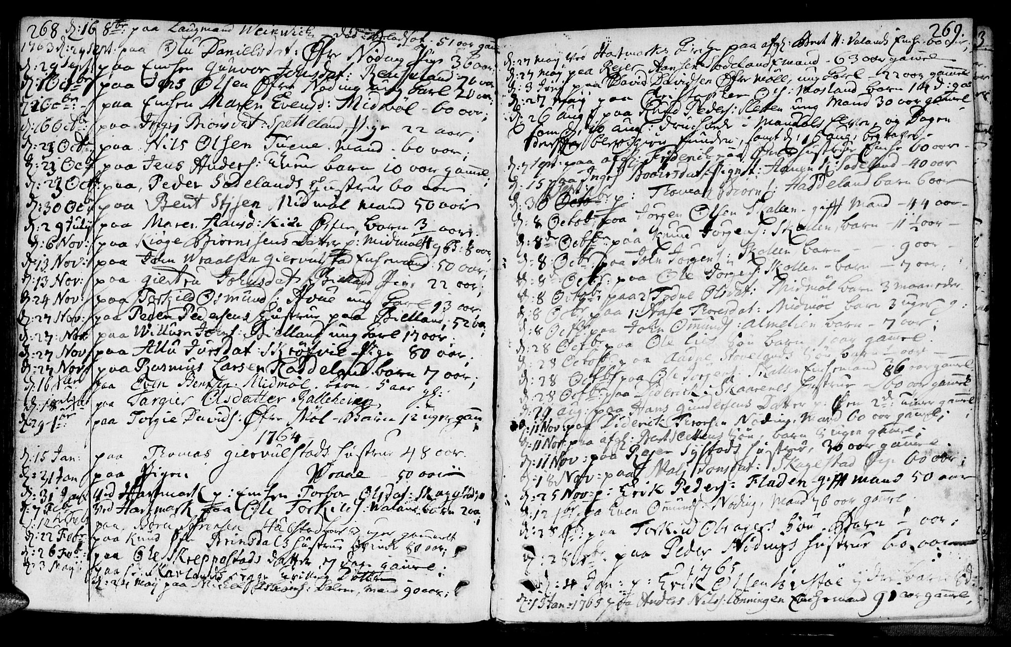 Holum sokneprestkontor, AV/SAK-1111-0022/F/Fa/Faa/L0002: Parish register (official) no. A 2, 1756-1780, p. 268-269