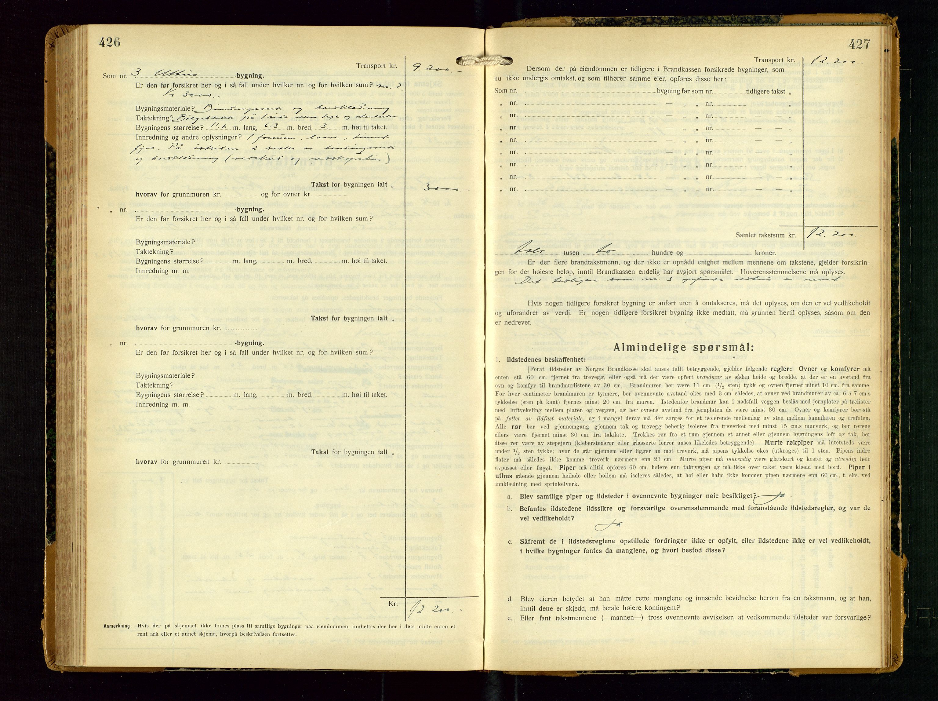 Sauda lensmannskontor, SAST/A-100177/Gob/L0003: Branntakstprotokoll - skjematakst, 1928-1936, p. 426-427