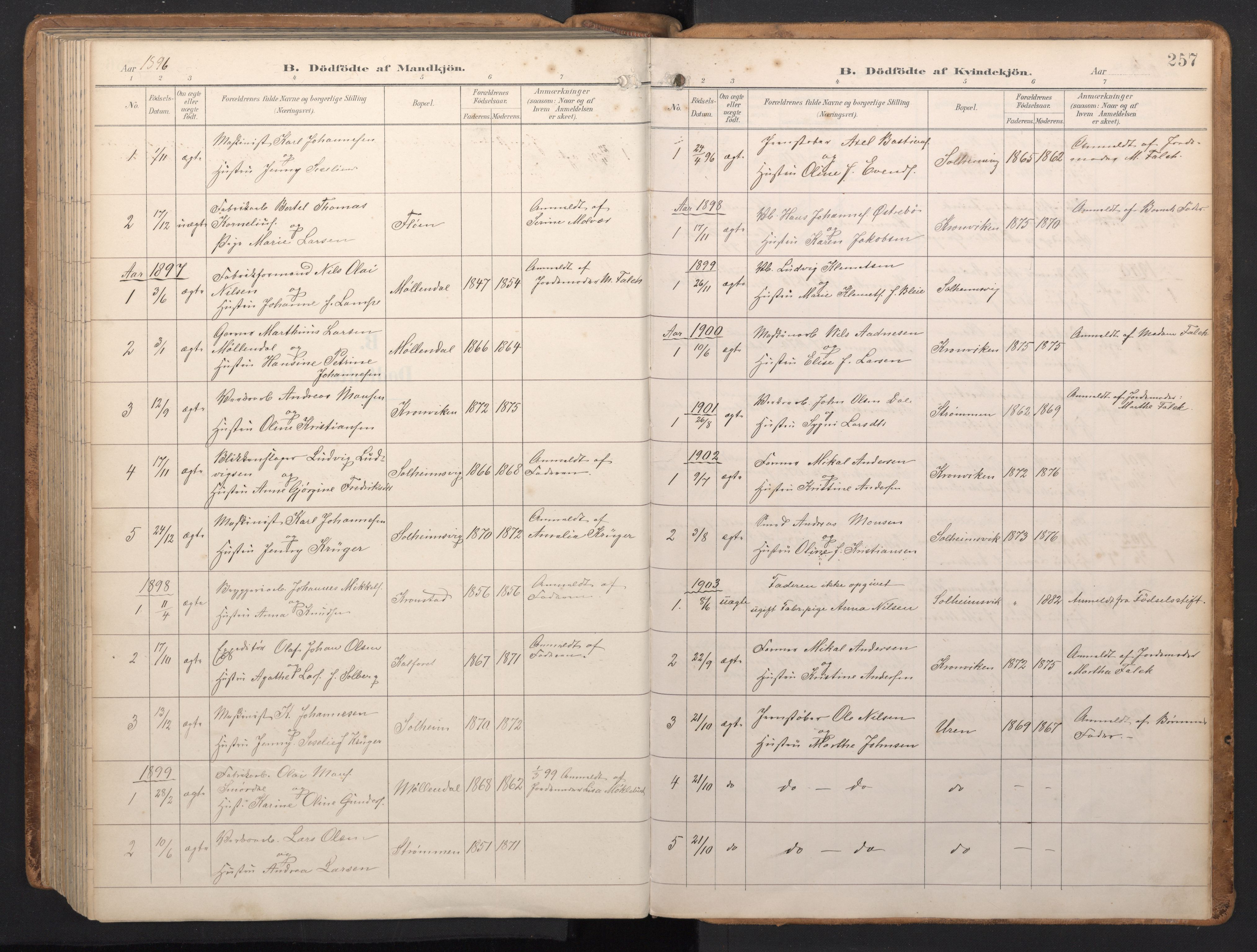 Årstad Sokneprestembete, SAB/A-79301/H/Hab/L0002: Parish register (copy) no. A 2, 1896-1912, p. 256b-257a