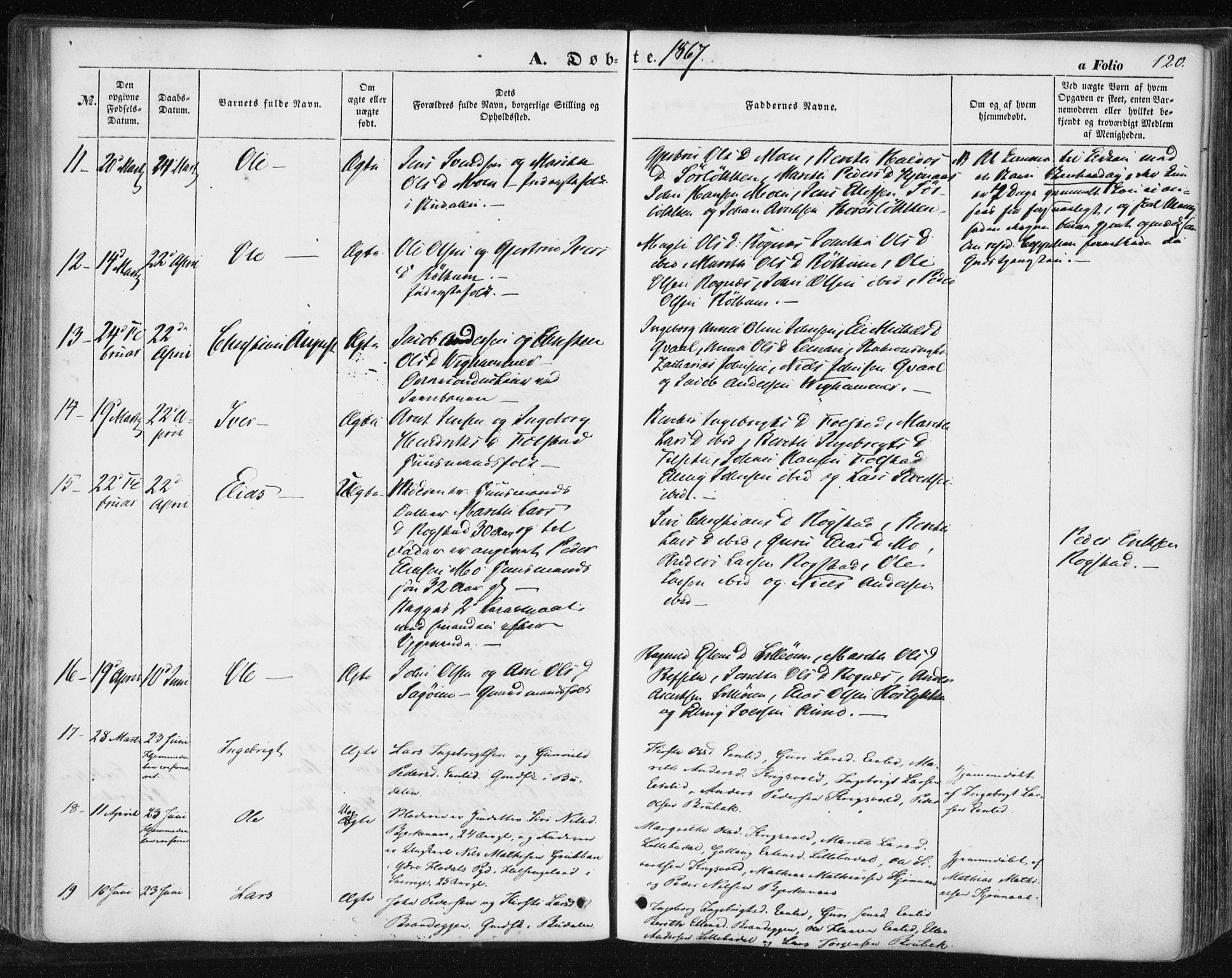 Ministerialprotokoller, klokkerbøker og fødselsregistre - Sør-Trøndelag, SAT/A-1456/687/L1000: Parish register (official) no. 687A06, 1848-1869, p. 120