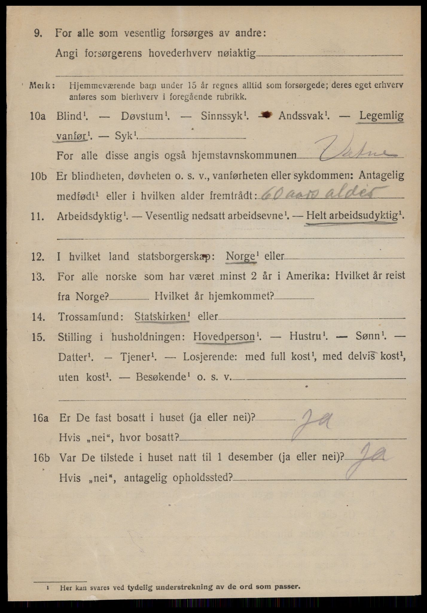 SAT, 1920 census for Vatne, 1920, p. 3663