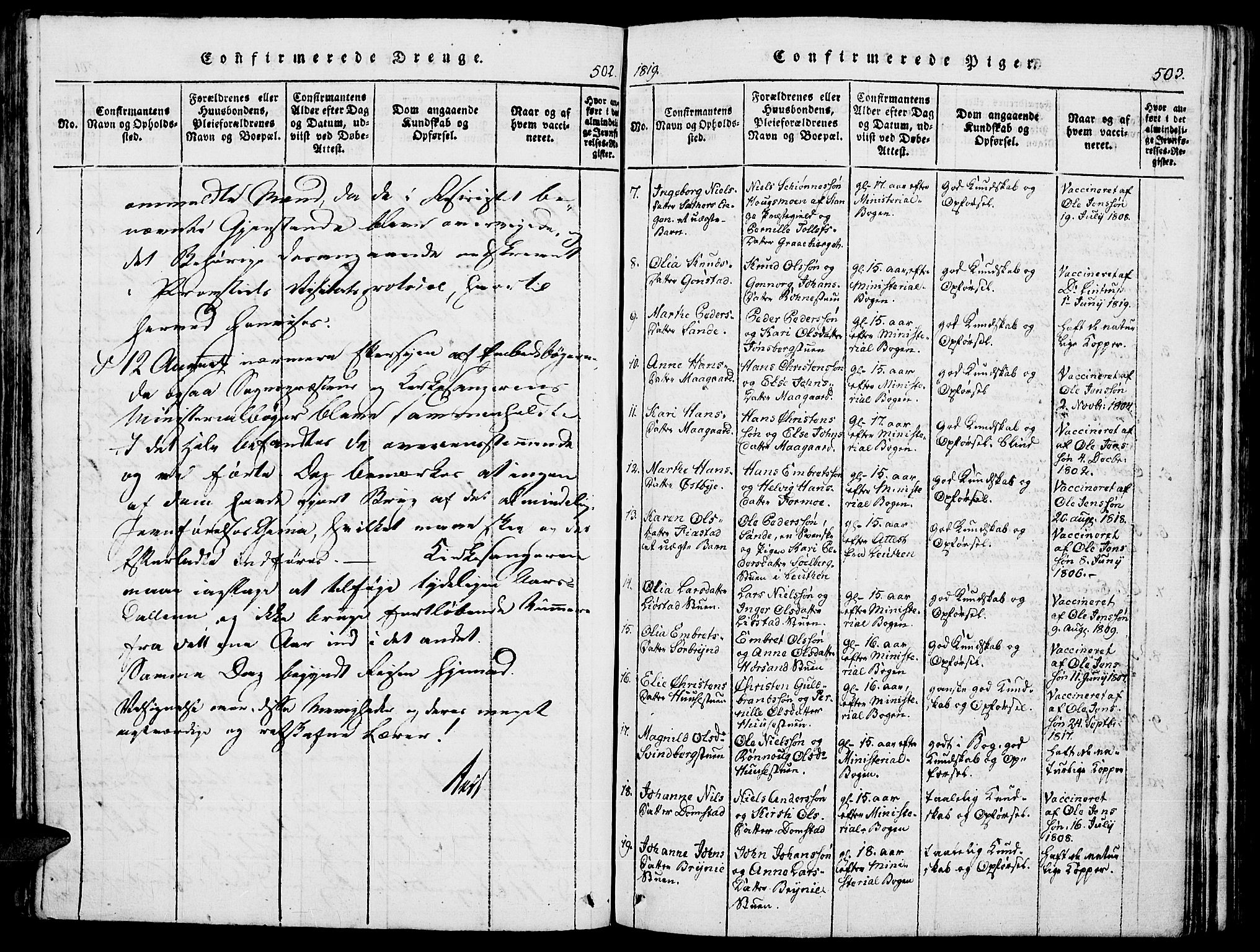 Romedal prestekontor, AV/SAH-PREST-004/K/L0002: Parish register (official) no. 2, 1814-1828, p. 502-503