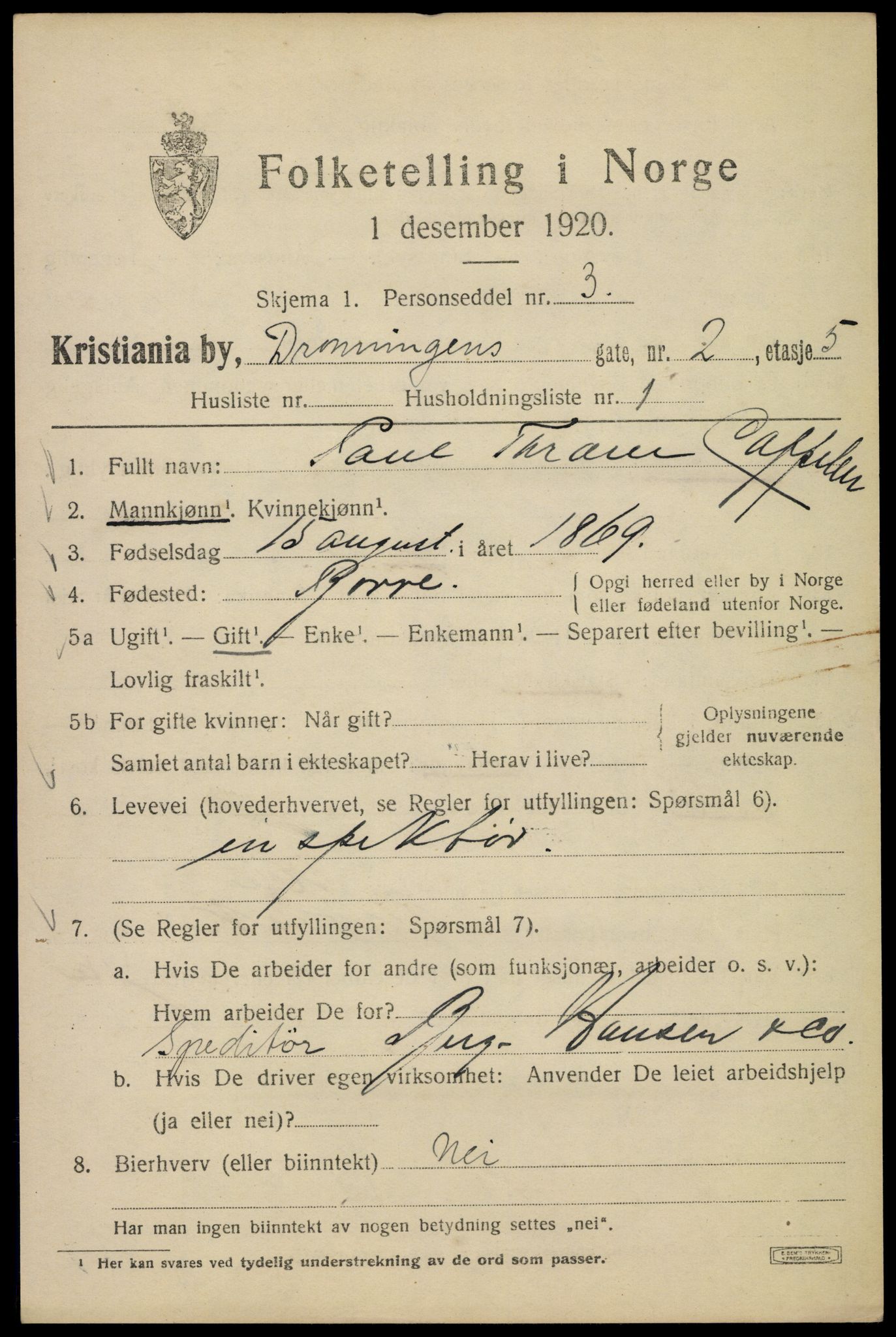 SAO, 1920 census for Kristiania, 1920, p. 203415
