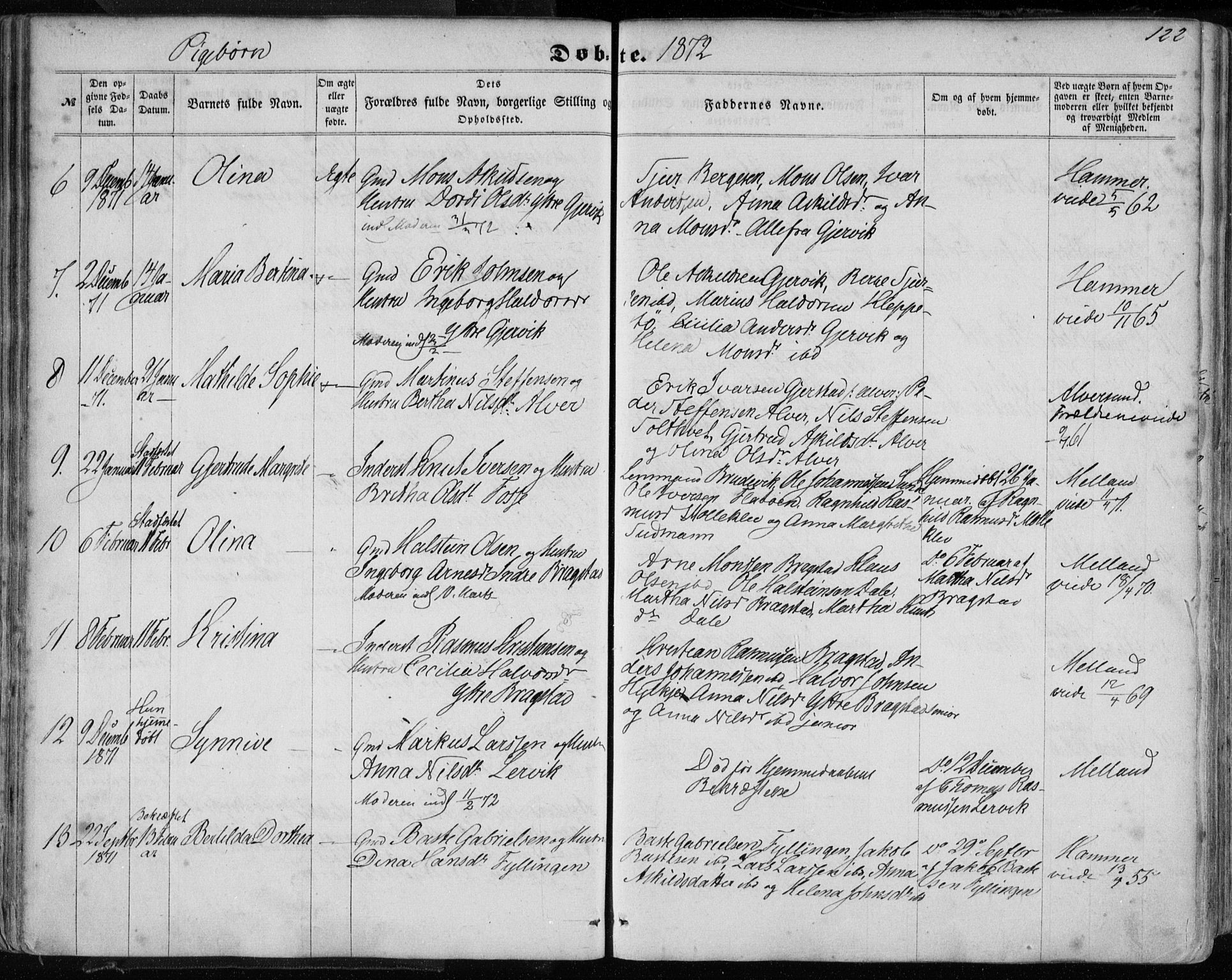 Hamre sokneprestembete, AV/SAB-A-75501/H/Ha/Haa/Haaa/L0014: Parish register (official) no. A 14, 1858-1872, p. 122