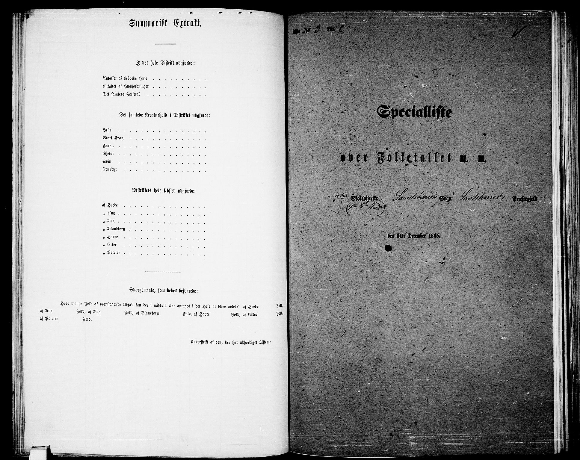 RA, 1865 census for Sandeherred/Sandeherred, 1865, p. 100