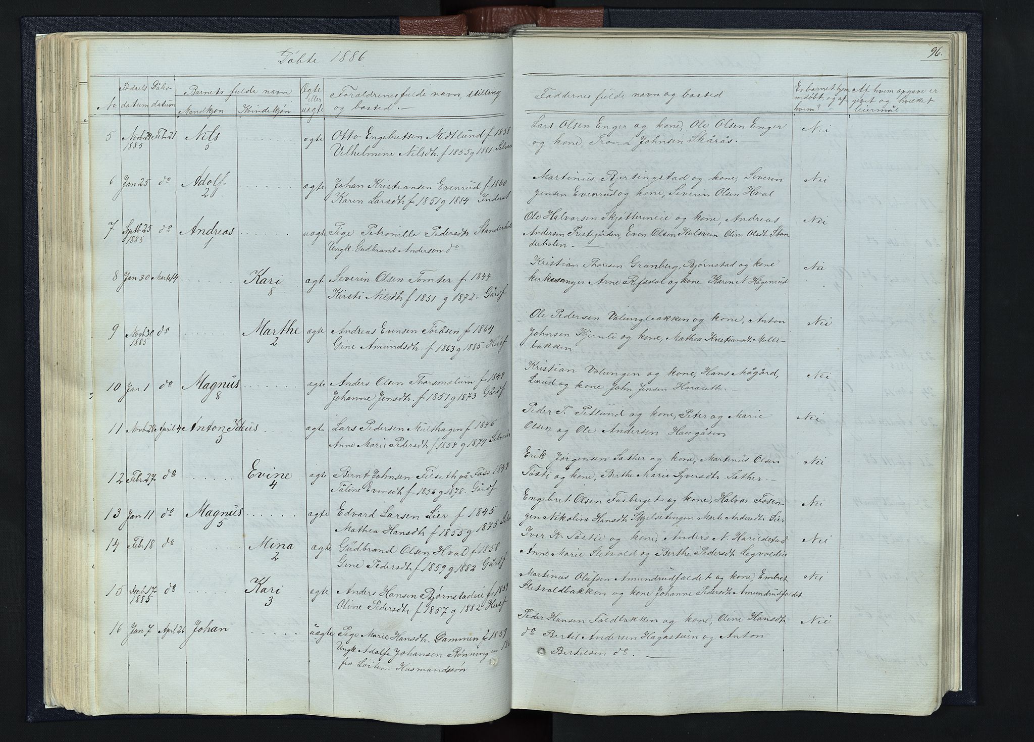 Romedal prestekontor, SAH/PREST-004/L/L0010: Parish register (copy) no. 10, 1860-1895, p. 96