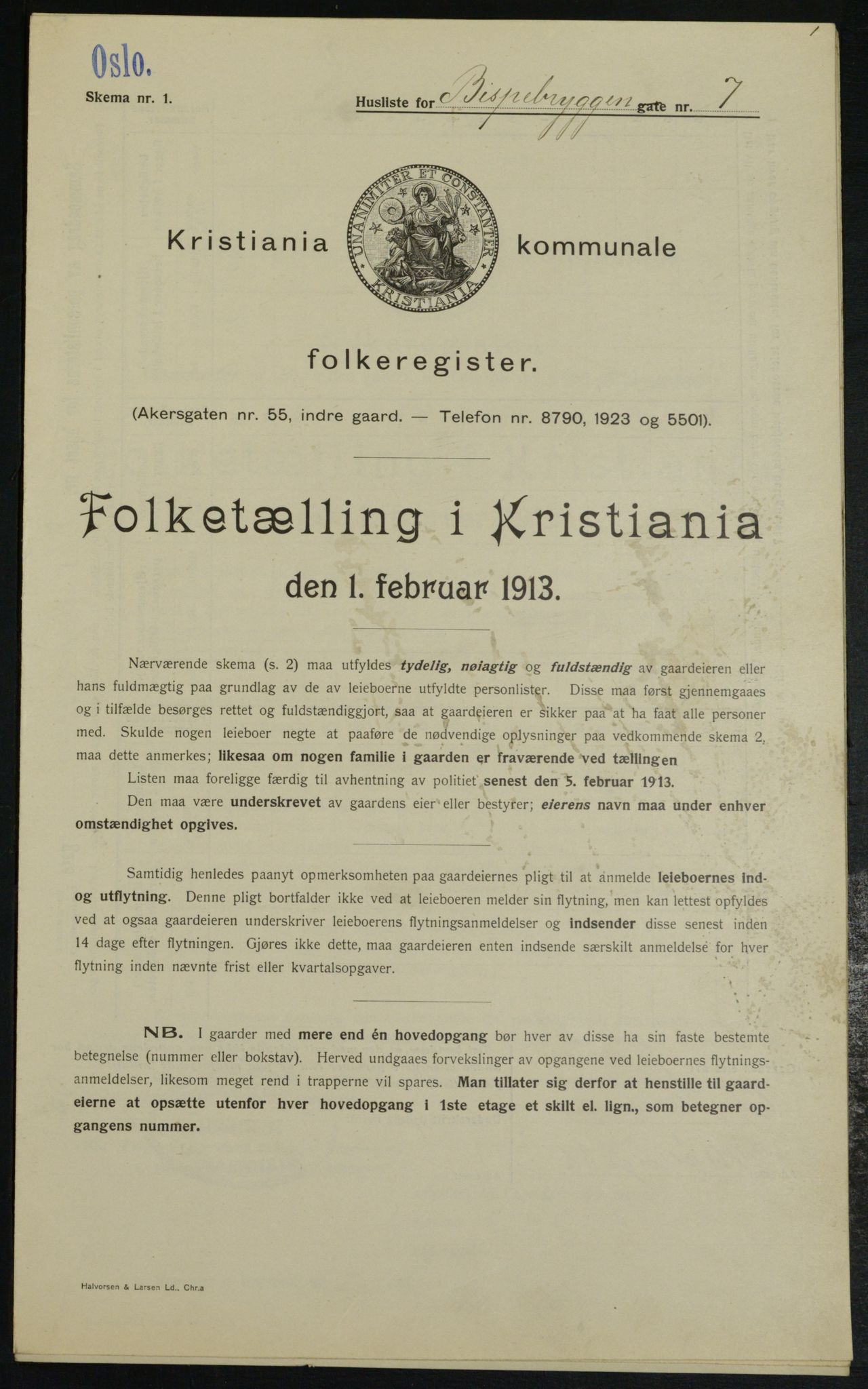 OBA, Municipal Census 1913 for Kristiania, 1913, p. 5194