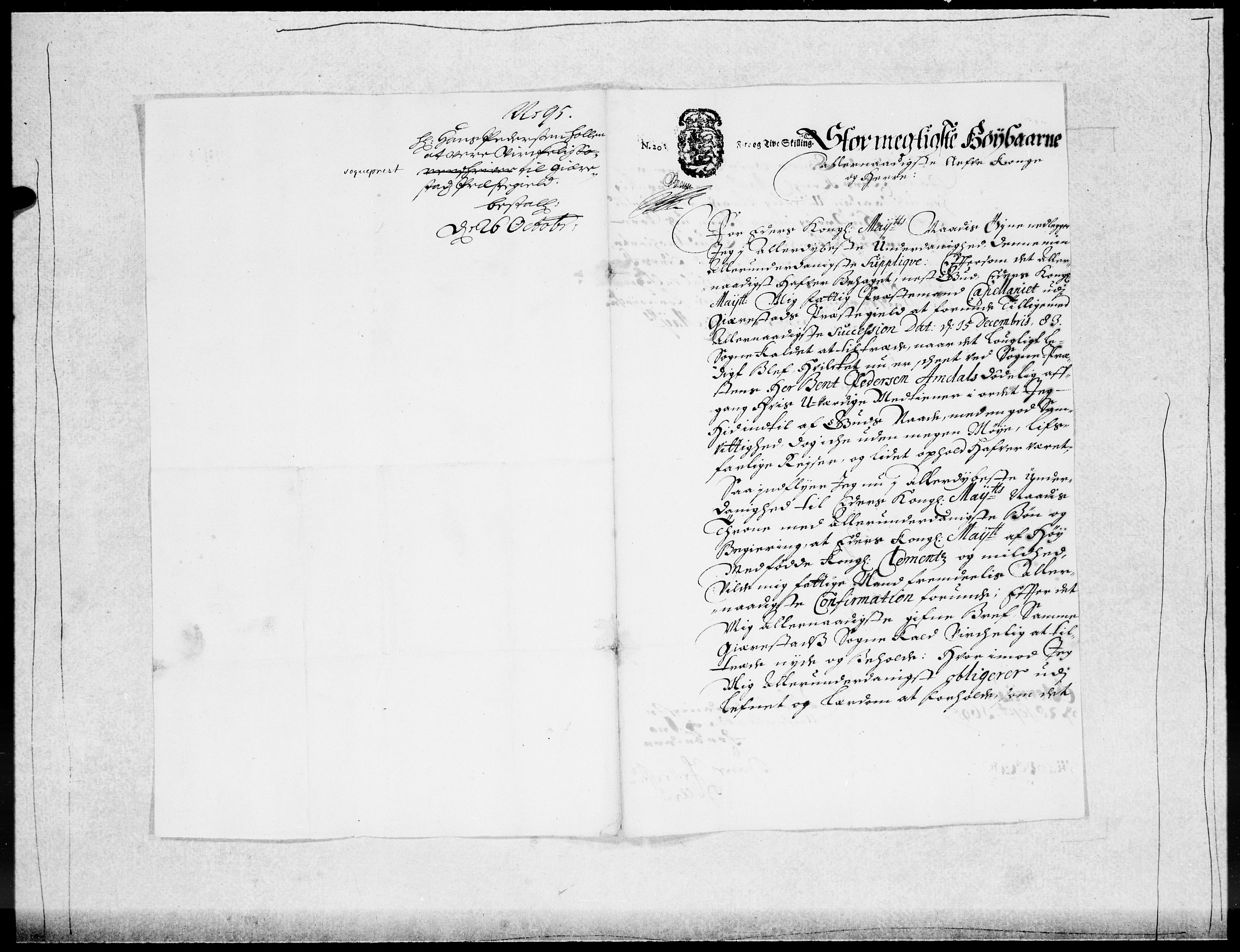 Danske Kanselli 1572-1799, AV/RA-EA-3023/F/Fc/Fcc/Fcca/L0047: Norske innlegg 1572-1799, 1695-1697, p. 39