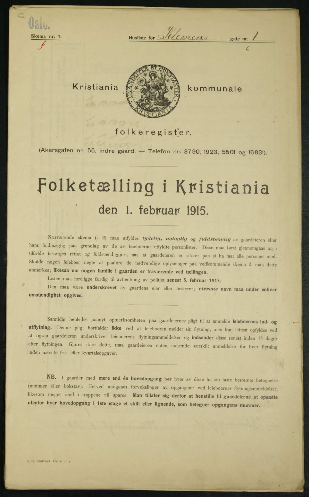 OBA, Municipal Census 1915 for Kristiania, 1915, p. 12791