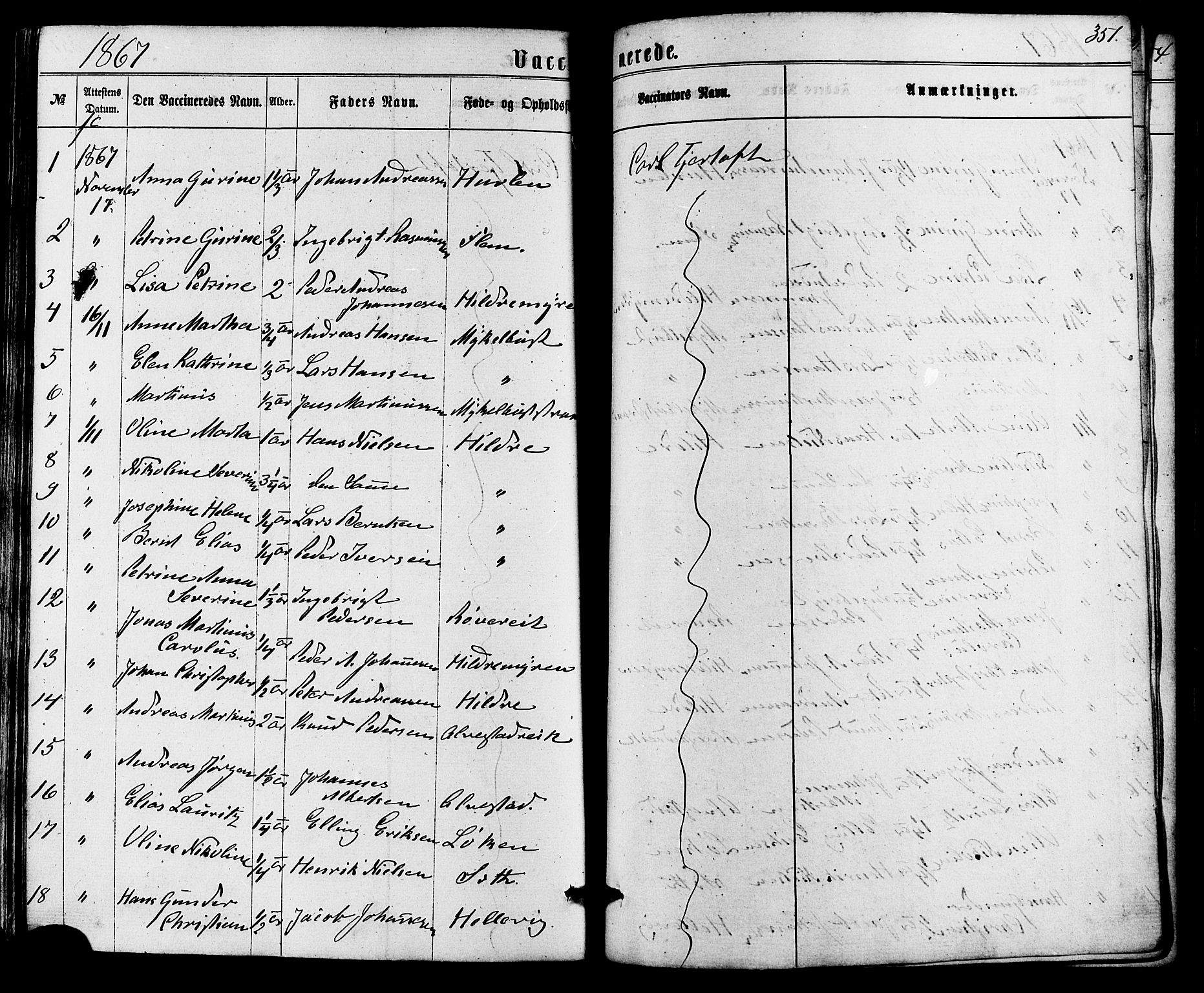 Ministerialprotokoller, klokkerbøker og fødselsregistre - Møre og Romsdal, AV/SAT-A-1454/536/L0498: Parish register (official) no. 536A07, 1862-1875, p. 351