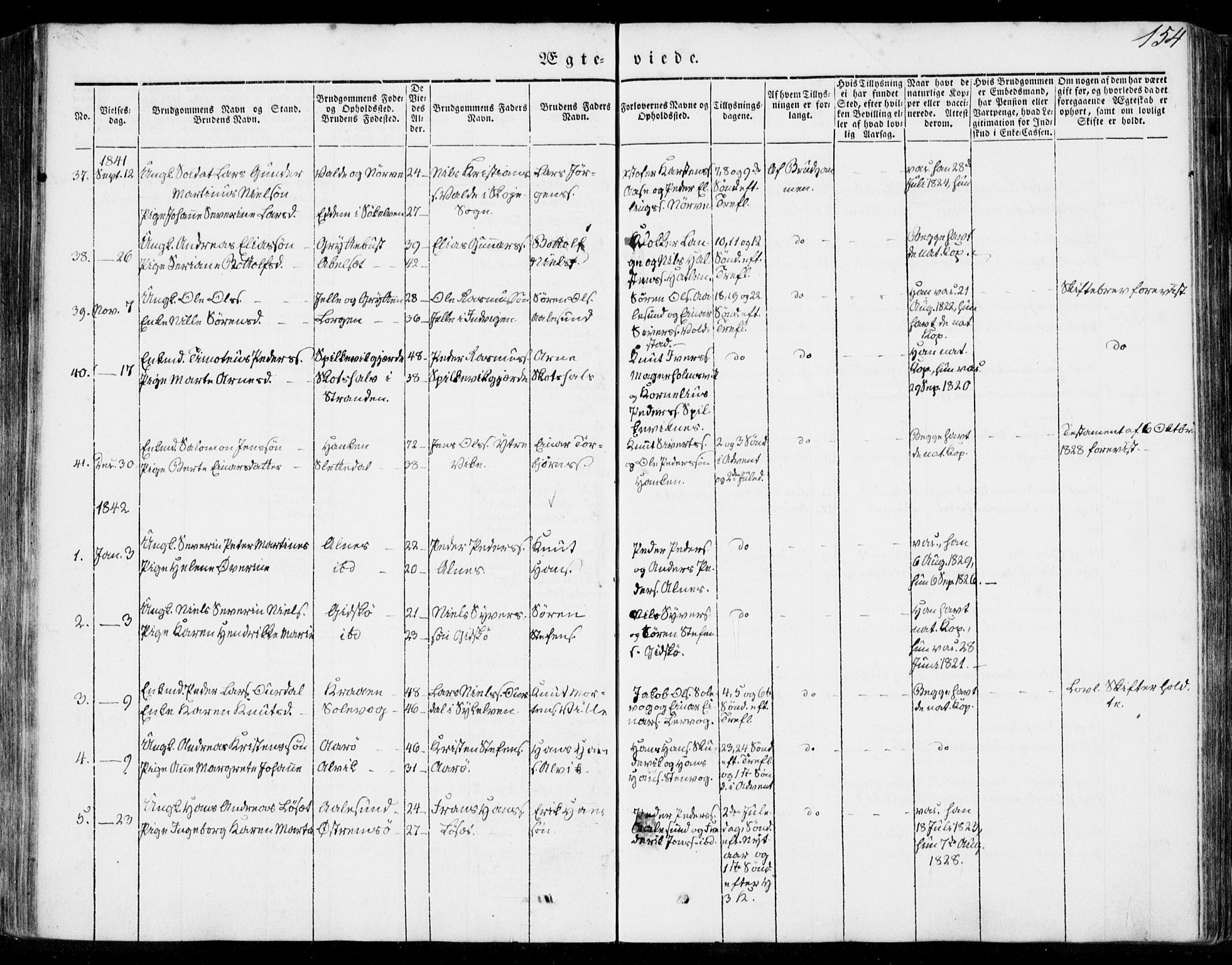 Ministerialprotokoller, klokkerbøker og fødselsregistre - Møre og Romsdal, SAT/A-1454/528/L0396: Parish register (official) no. 528A07, 1839-1847, p. 154