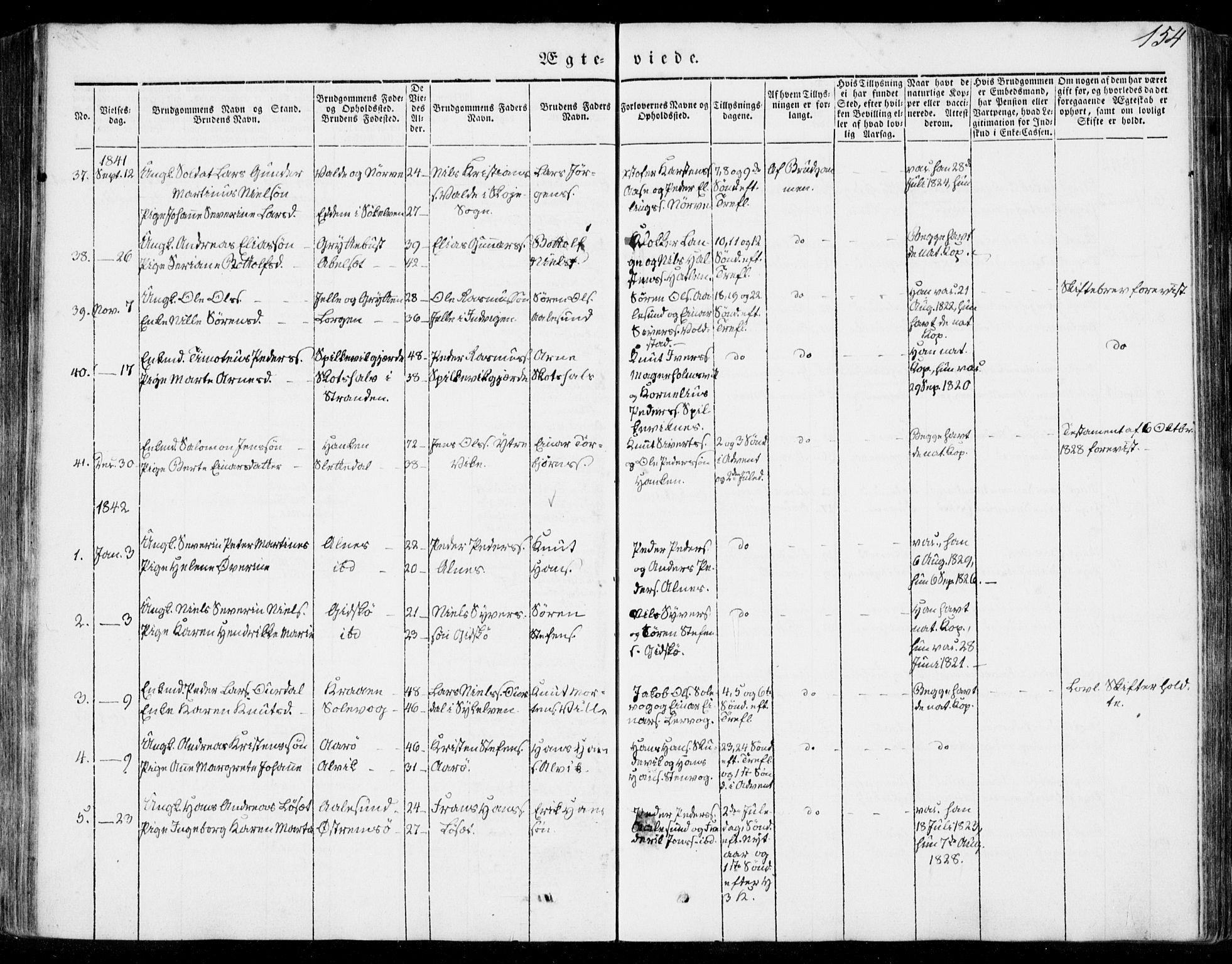 Ministerialprotokoller, klokkerbøker og fødselsregistre - Møre og Romsdal, AV/SAT-A-1454/528/L0396: Parish register (official) no. 528A07, 1839-1847, p. 154