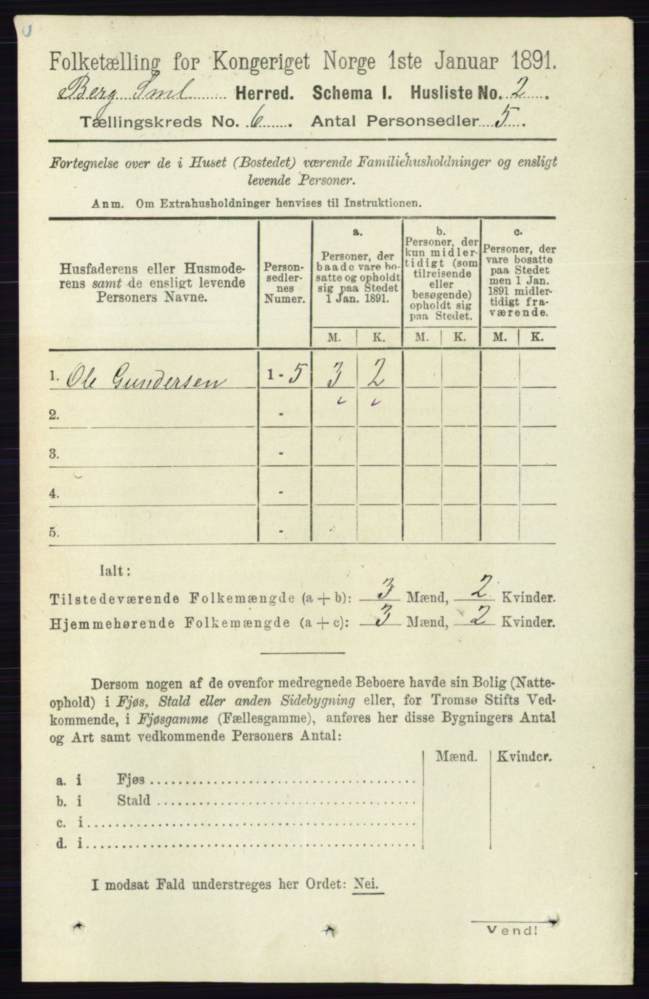 RA, 1891 census for 0116 Berg, 1891, p. 3626