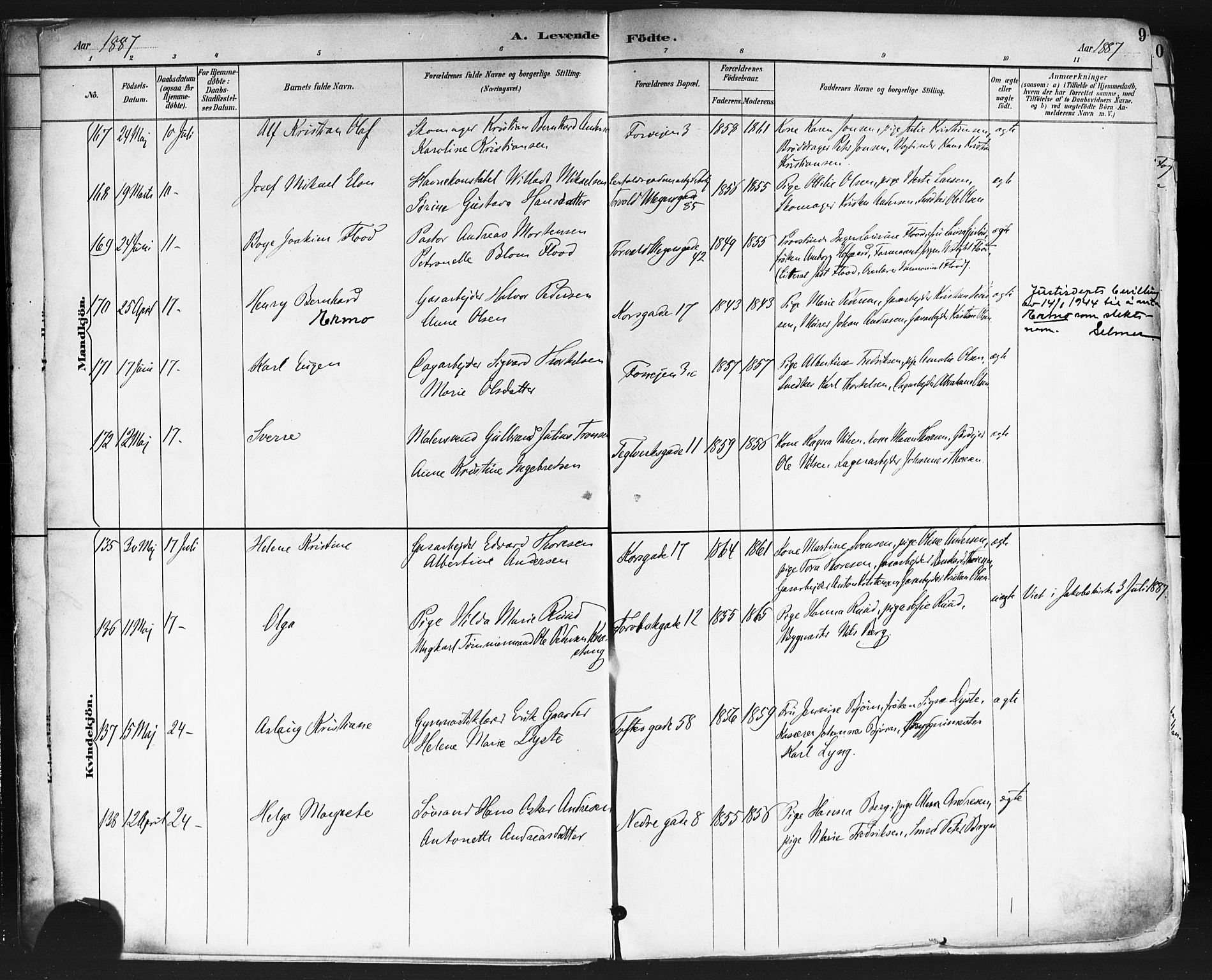 Paulus prestekontor Kirkebøker, AV/SAO-A-10871/F/Fa/L0013: Parish register (official) no. 13, 1887-1894, p. 9