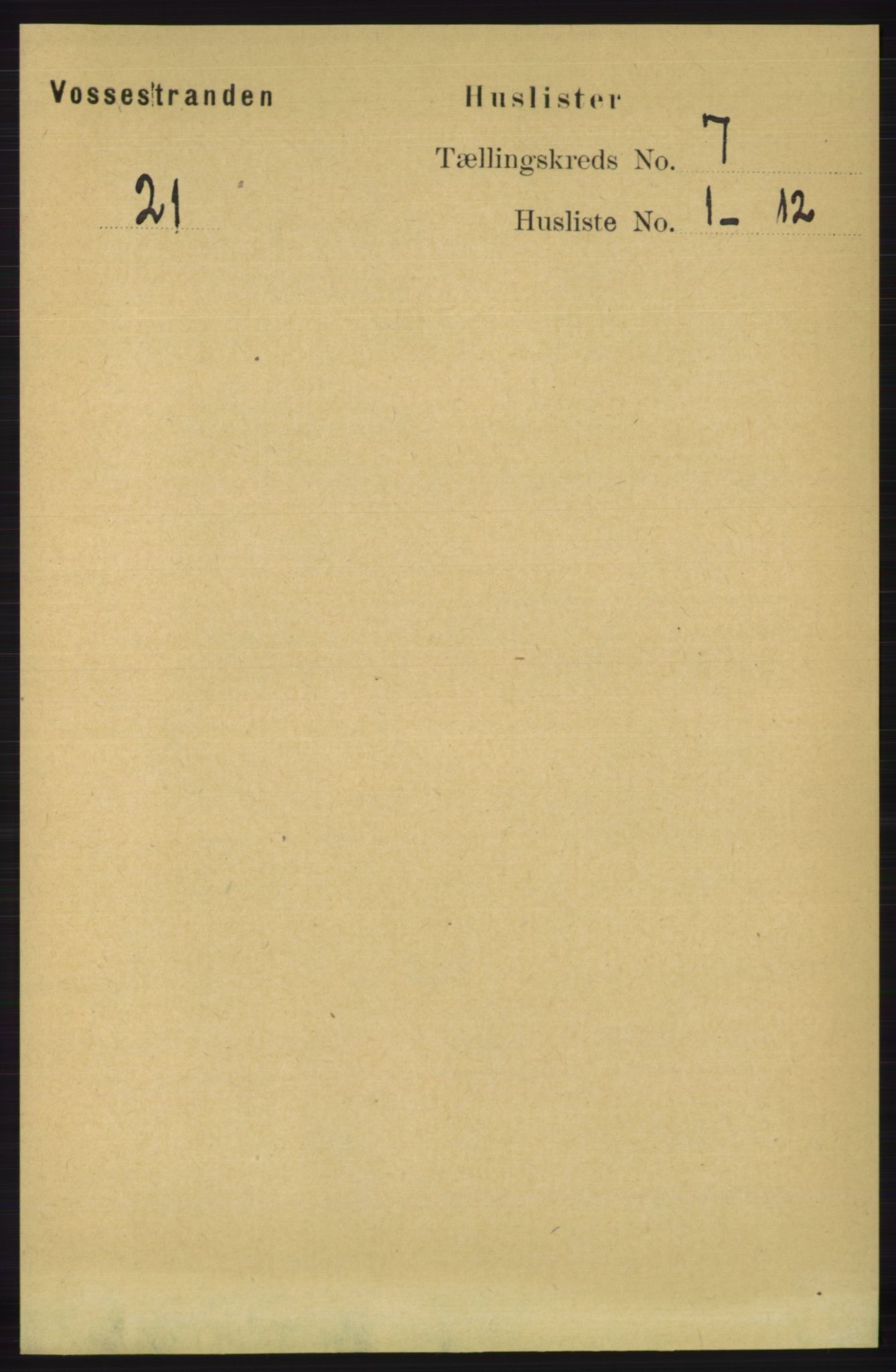 RA, 1891 census for 1236 Vossestrand, 1891, p. 2312