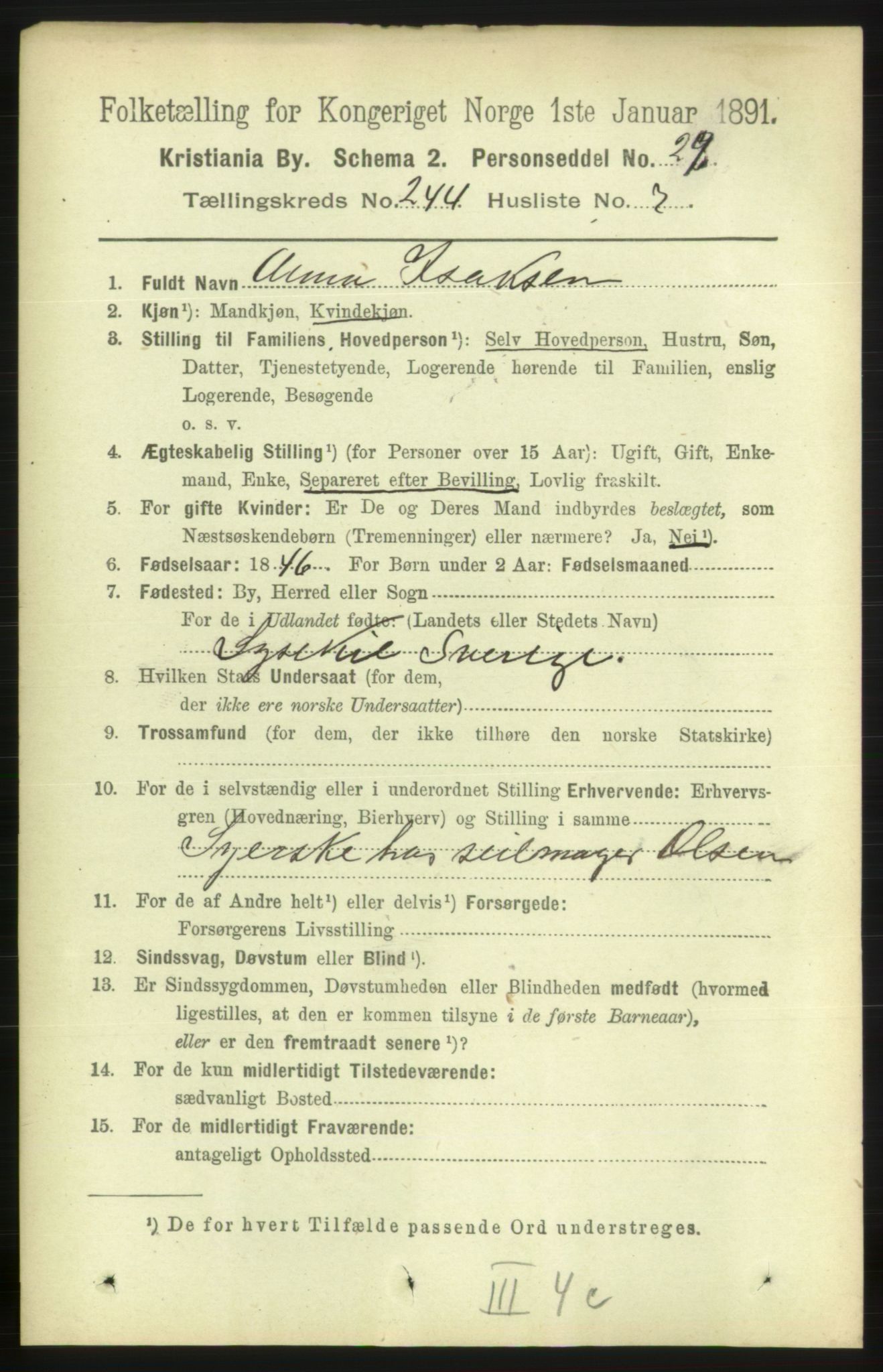 RA, 1891 census for 0301 Kristiania, 1891, p. 148558
