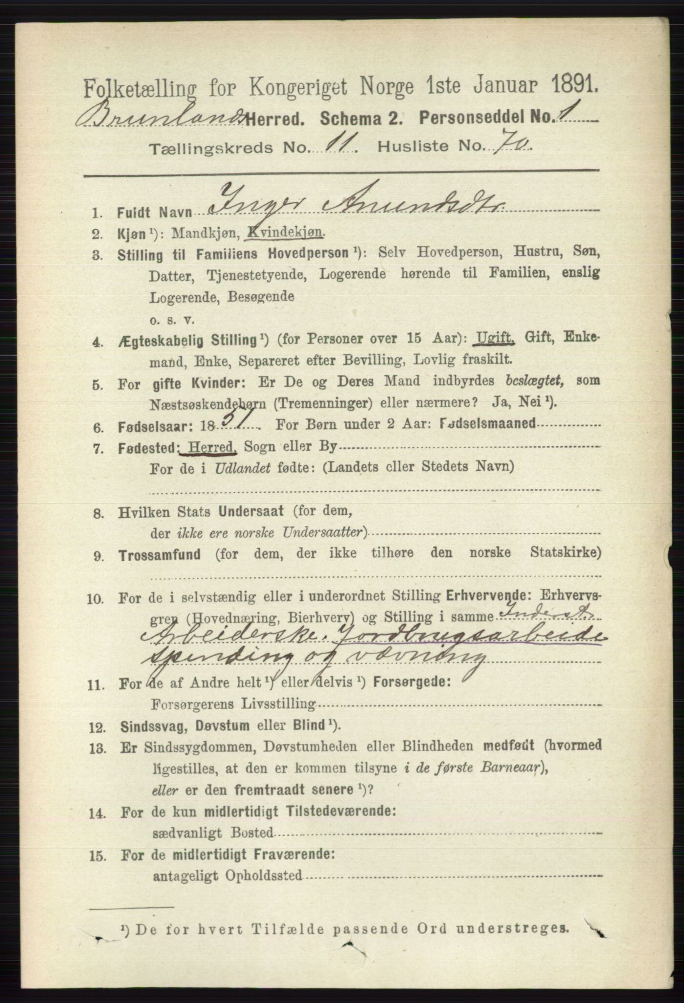 RA, 1891 census for 0726 Brunlanes, 1891, p. 5788