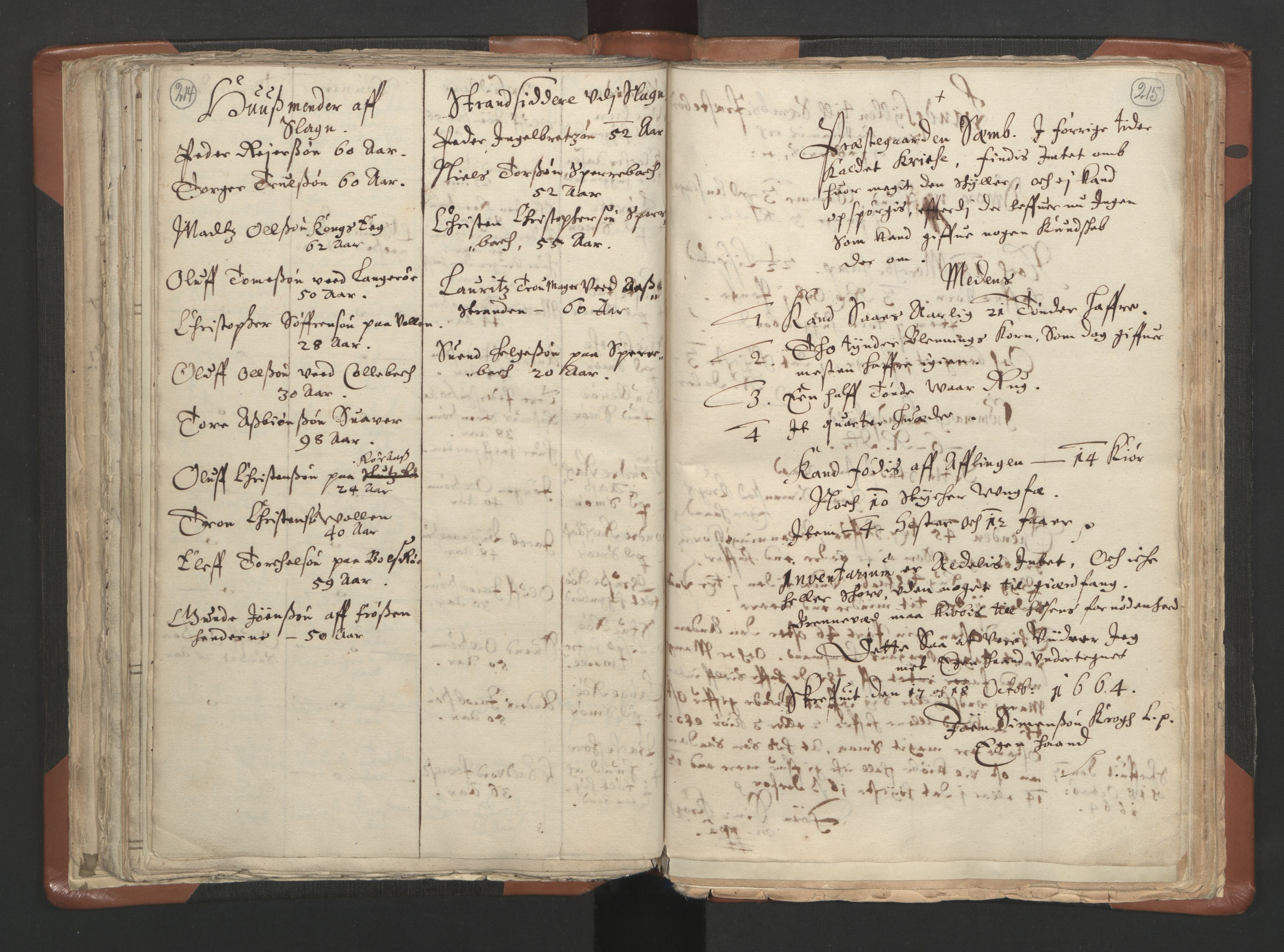 RA, Vicar's Census 1664-1666, no. 10: Tønsberg deanery, 1664-1666, p. 214-215