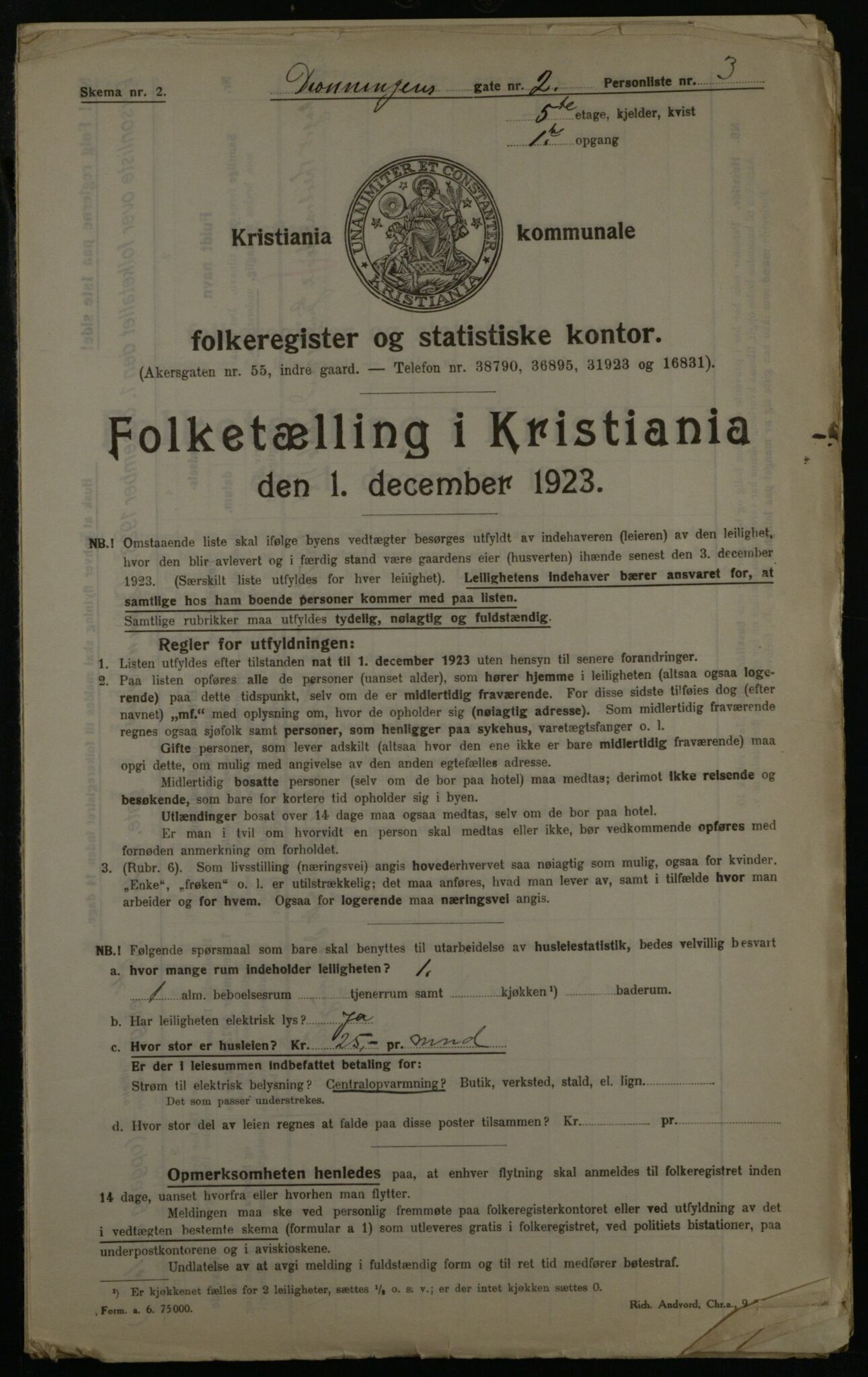 OBA, Municipal Census 1923 for Kristiania, 1923, p. 19167