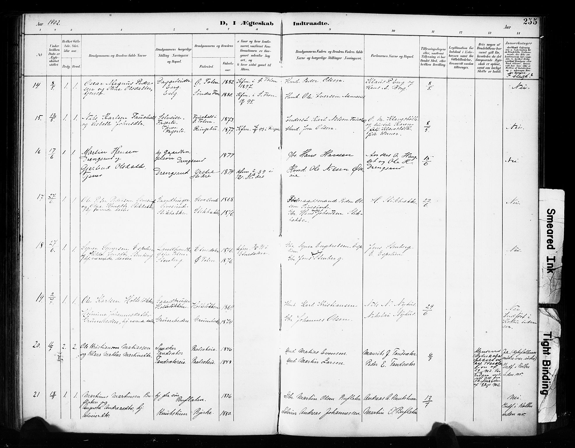 Vestre Toten prestekontor, AV/SAH-PREST-108/H/Ha/Haa/L0011: Parish register (official) no. 11, 1895-1906, p. 255