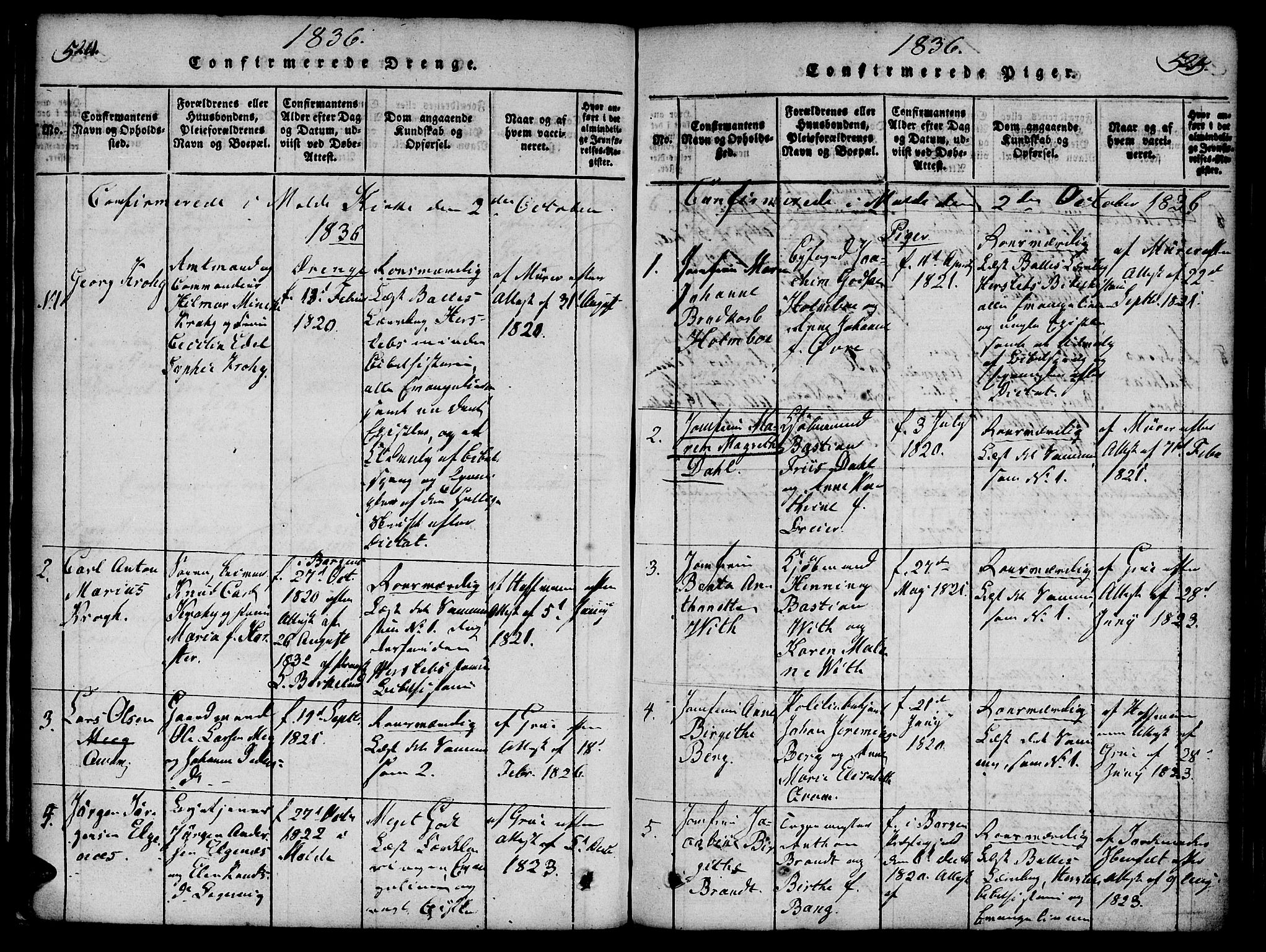 Ministerialprotokoller, klokkerbøker og fødselsregistre - Møre og Romsdal, SAT/A-1454/558/L0688: Parish register (official) no. 558A02, 1818-1843, p. 524-525