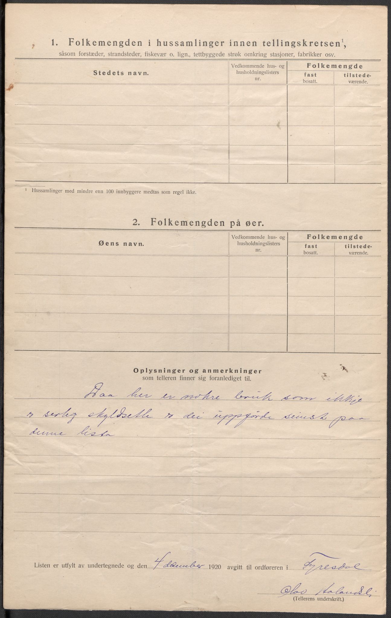 SAKO, 1920 census for Fyresdal, 1920, p. 34