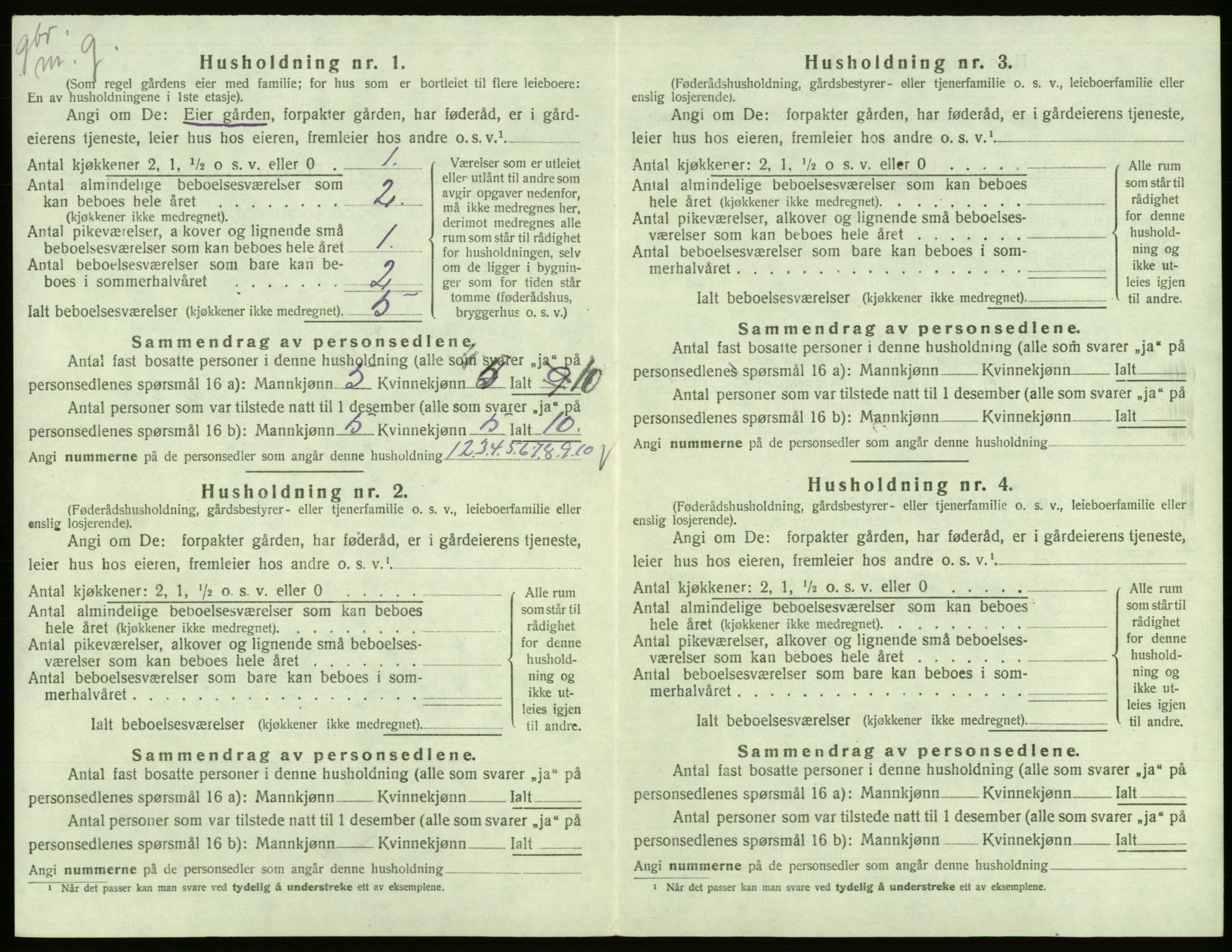 SAB, 1920 census for Kinsarvik, 1920, p. 453