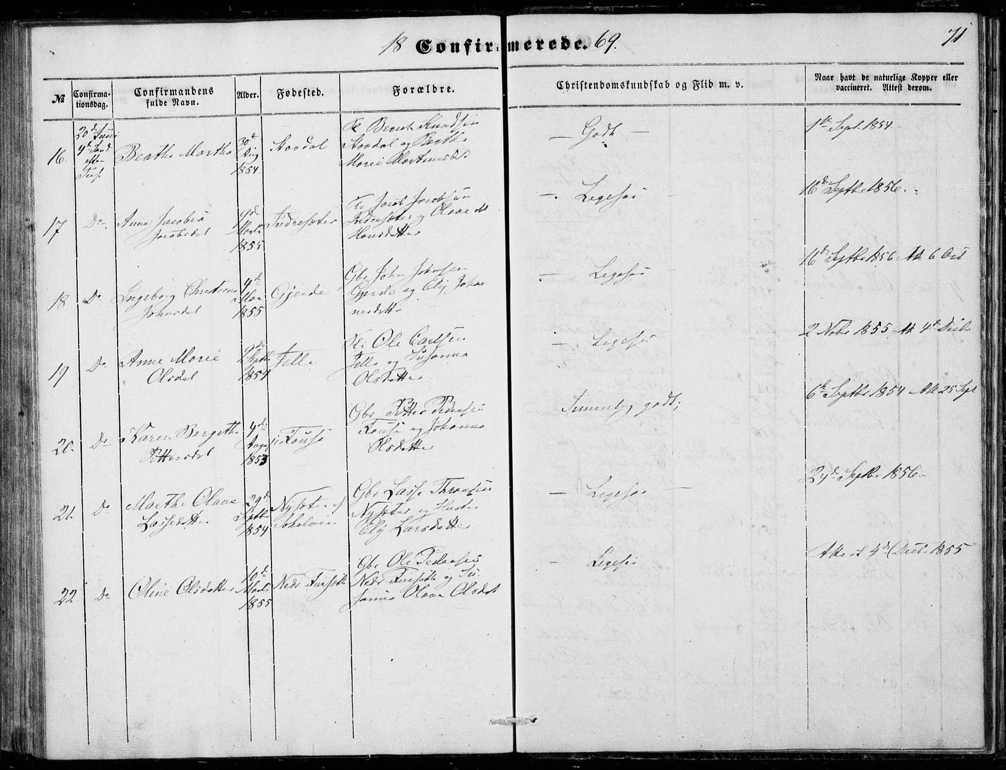 Ministerialprotokoller, klokkerbøker og fødselsregistre - Møre og Romsdal, AV/SAT-A-1454/520/L0281: Parish register (official) no. 520A10, 1851-1881, p. 71