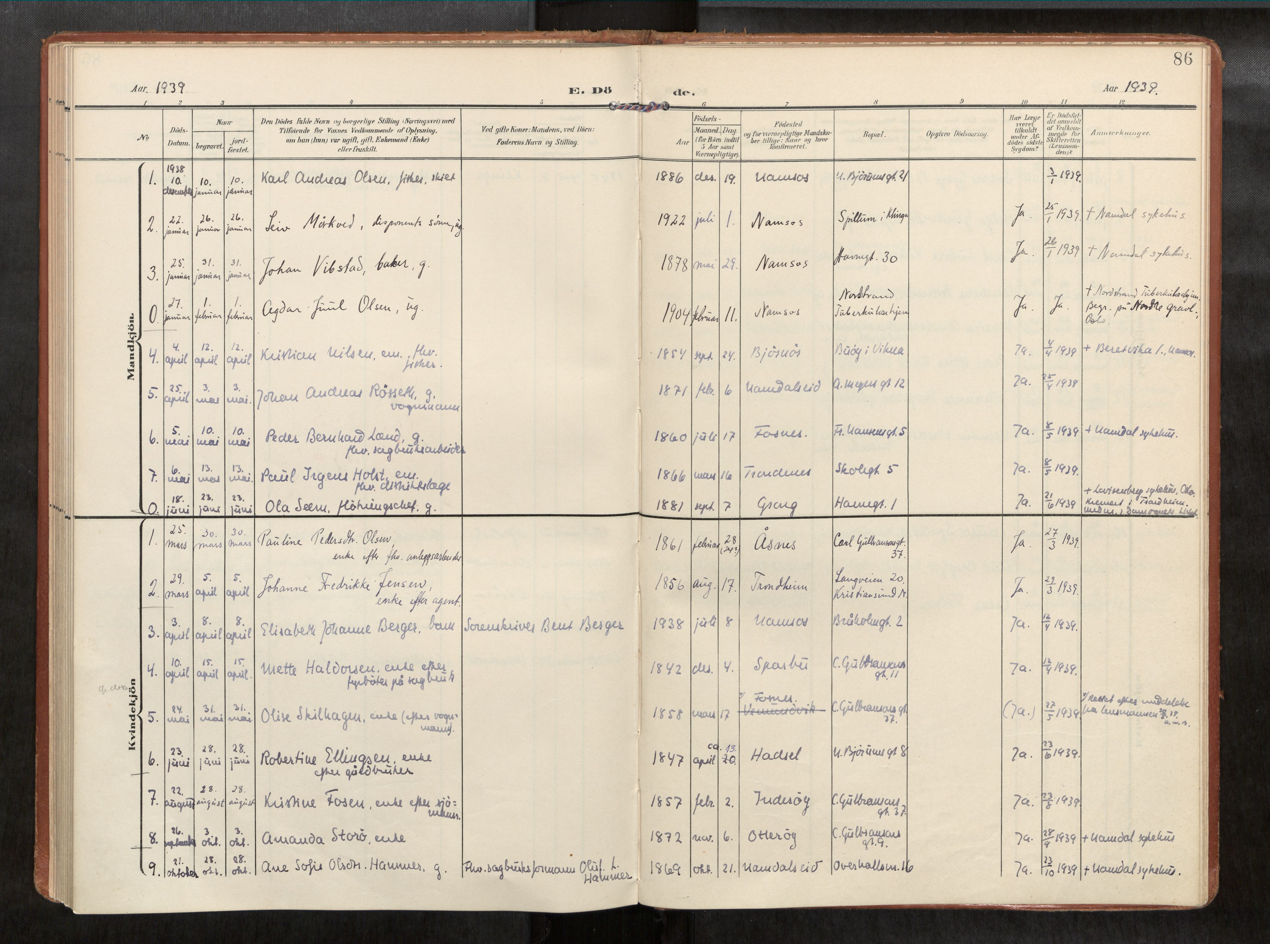 Ministerialprotokoller, klokkerbøker og fødselsregistre - Nord-Trøndelag, AV/SAT-A-1458/768/L0579b: Parish register (official) no. 768A15, 1908-1945, p. 86