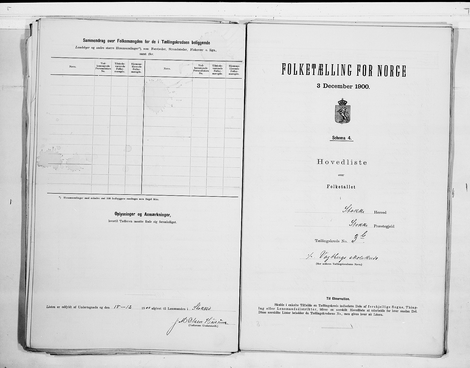 RA, 1900 census for Stokke, 1900, p. 12