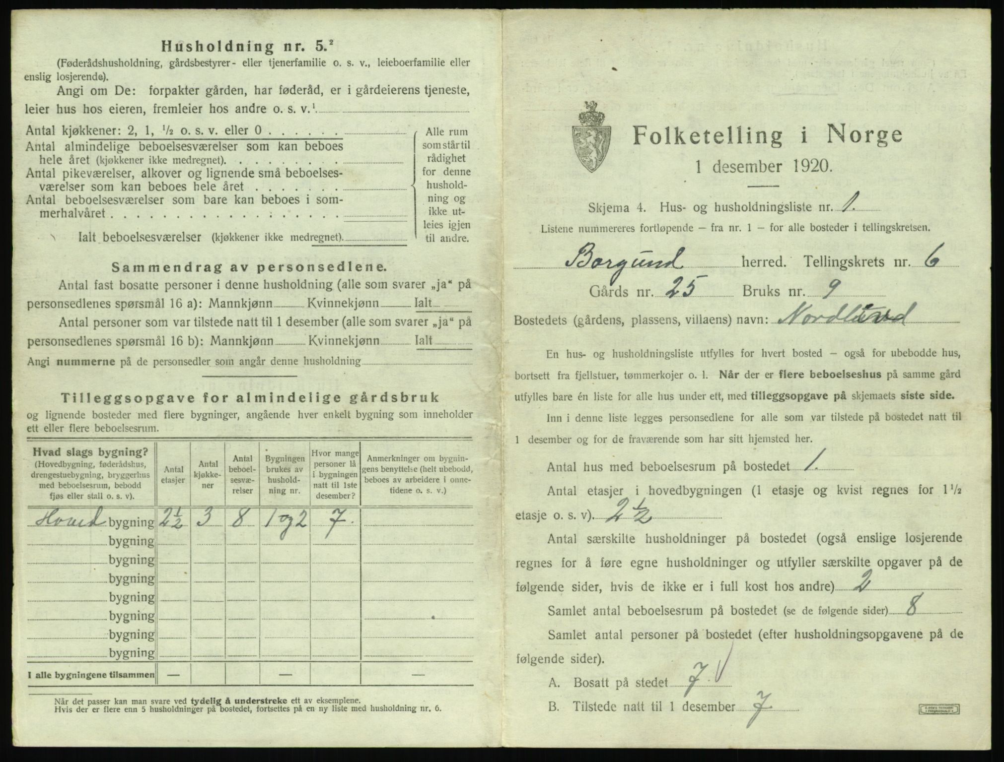 SAT, 1920 census for Borgund, 1920, p. 554