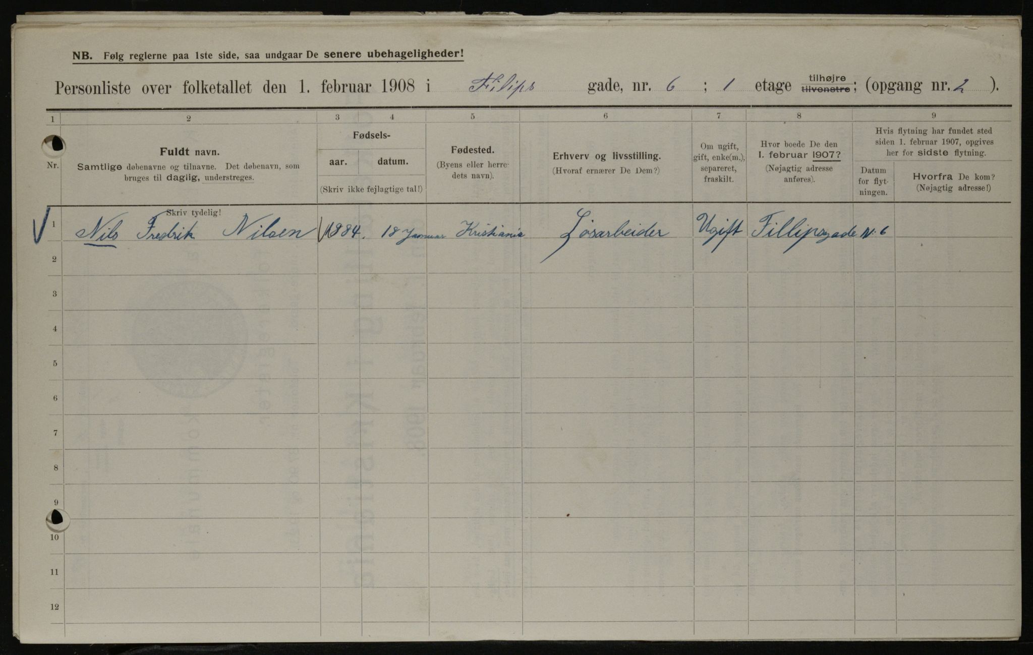 OBA, Municipal Census 1908 for Kristiania, 1908, p. 21917