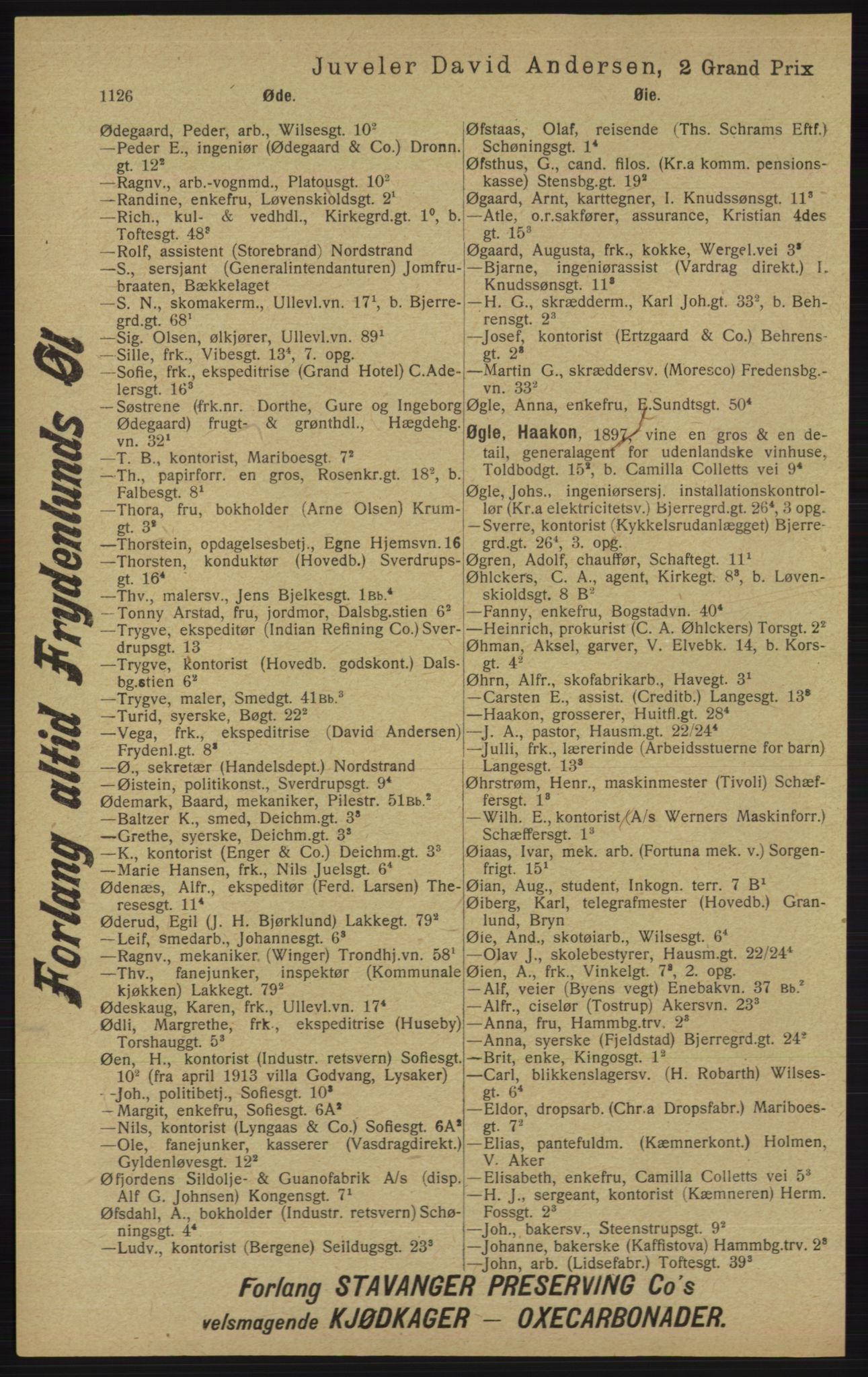 Kristiania/Oslo adressebok, PUBL/-, 1913, p. 1140