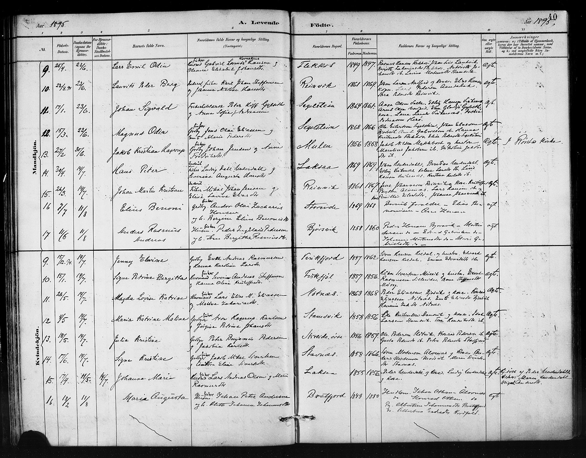 Ministerialprotokoller, klokkerbøker og fødselsregistre - Nordland, AV/SAT-A-1459/858/L0831: Parish register (official) no. 858A01, 1884-1902, p. 40