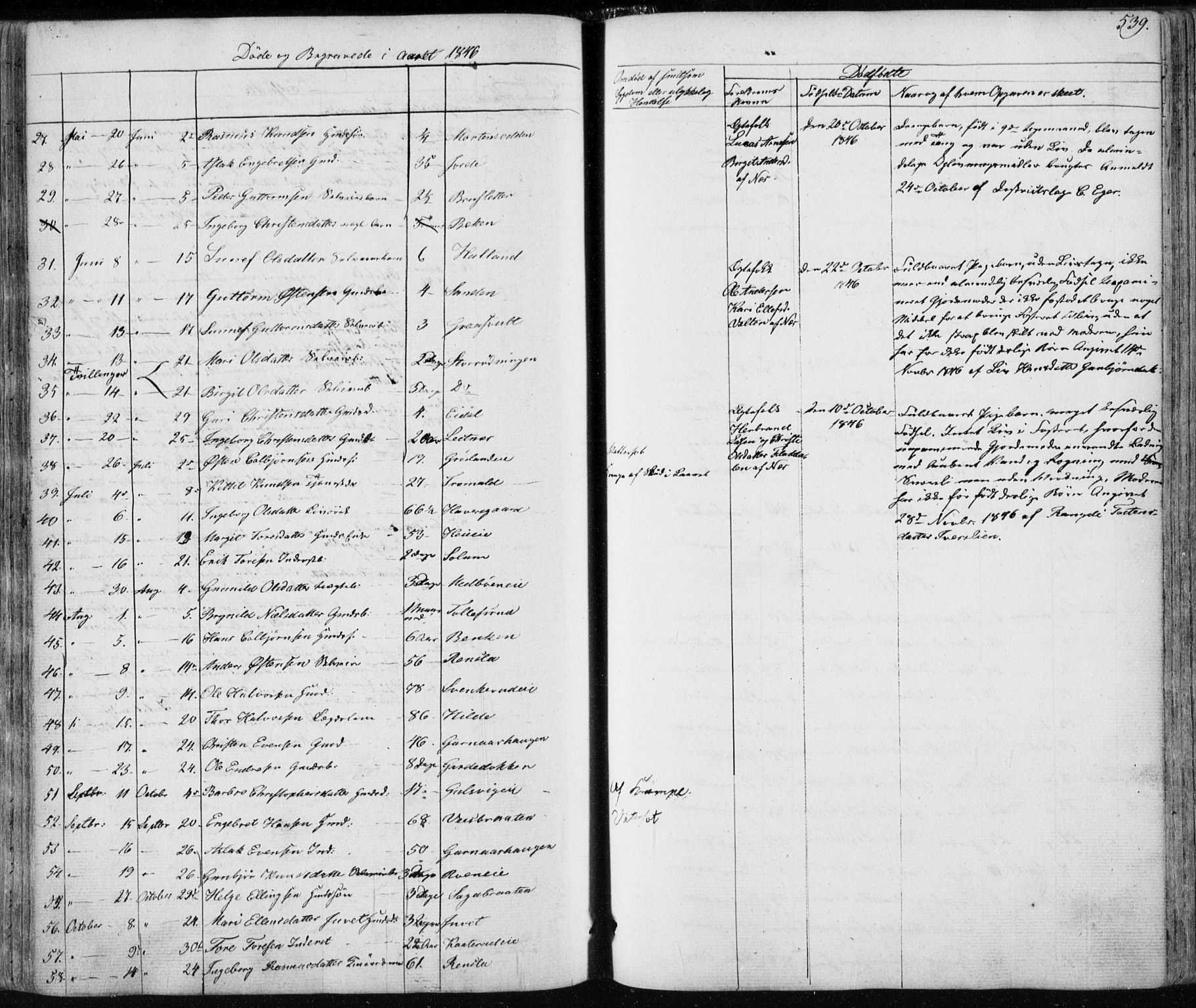 Nes kirkebøker, SAKO/A-236/F/Fa/L0009: Parish register (official) no. 9, 1834-1863, p. 539