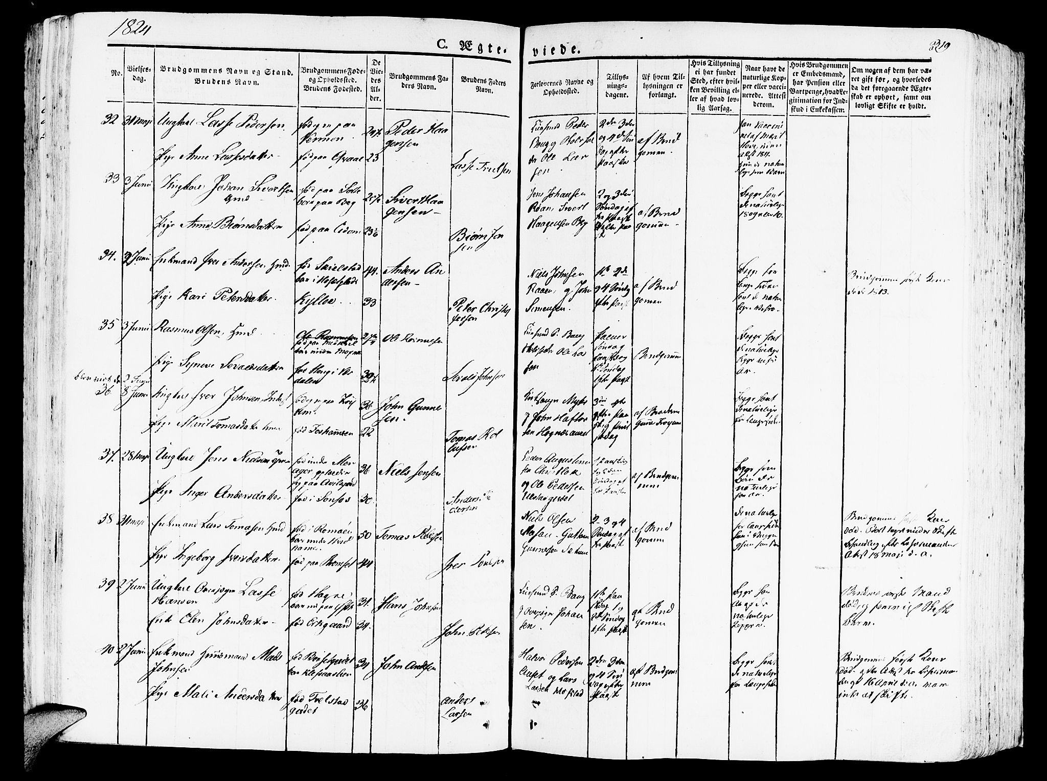 Ministerialprotokoller, klokkerbøker og fødselsregistre - Nord-Trøndelag, AV/SAT-A-1458/709/L0070: Parish register (official) no. 709A10, 1820-1832, p. 319