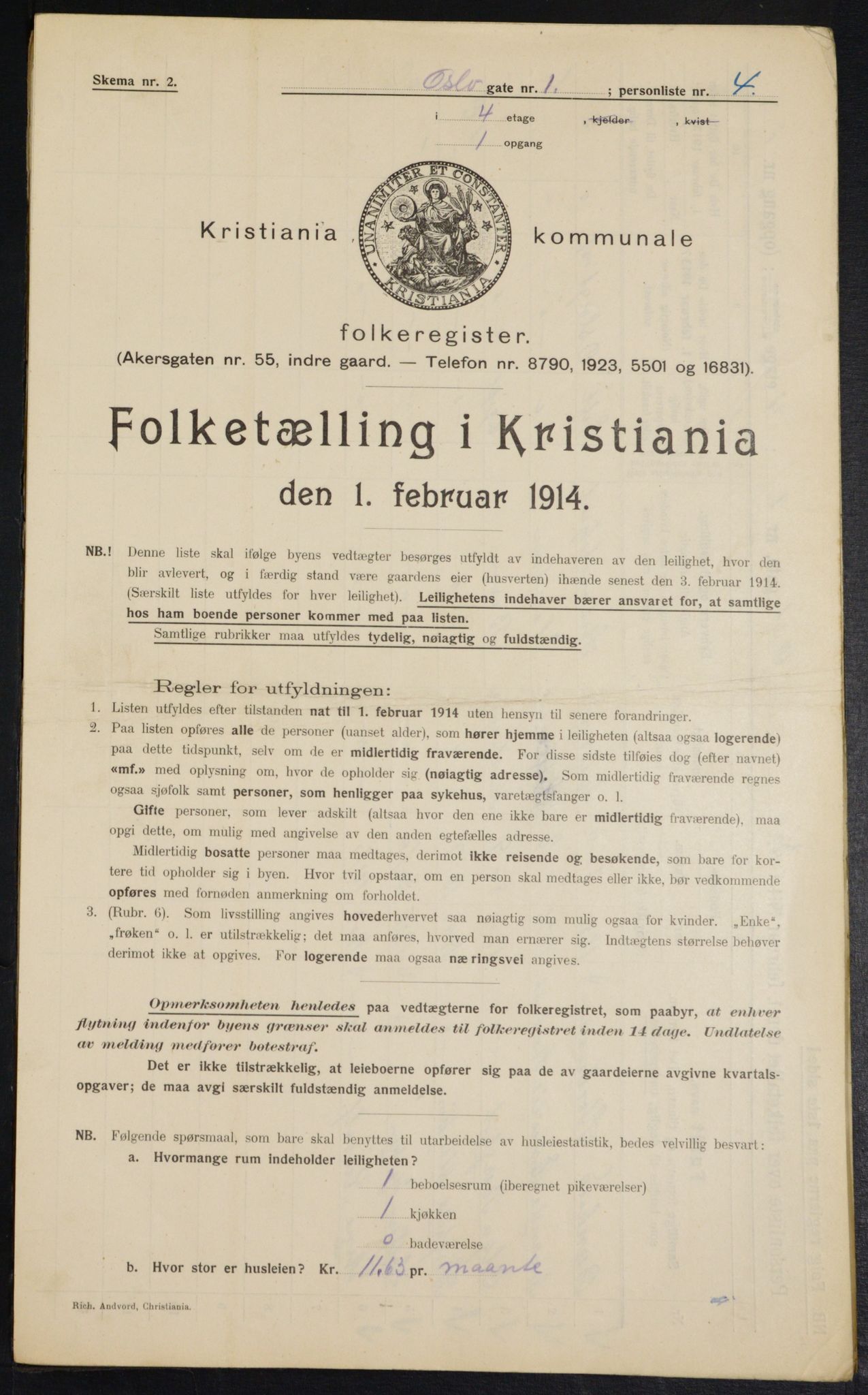 OBA, Municipal Census 1914 for Kristiania, 1914, p. 77013