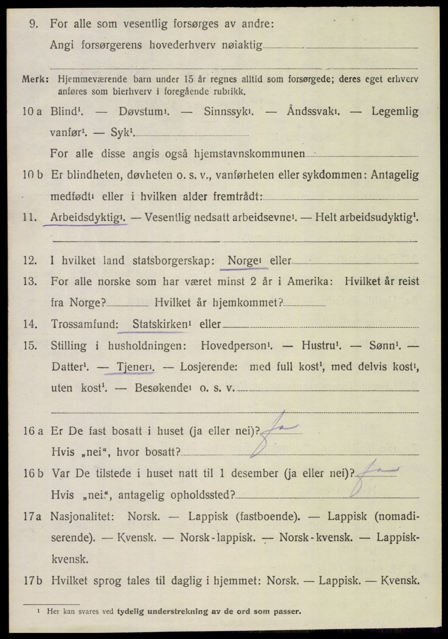 SAT, 1920 census for Overhalla, 1920, p. 2039