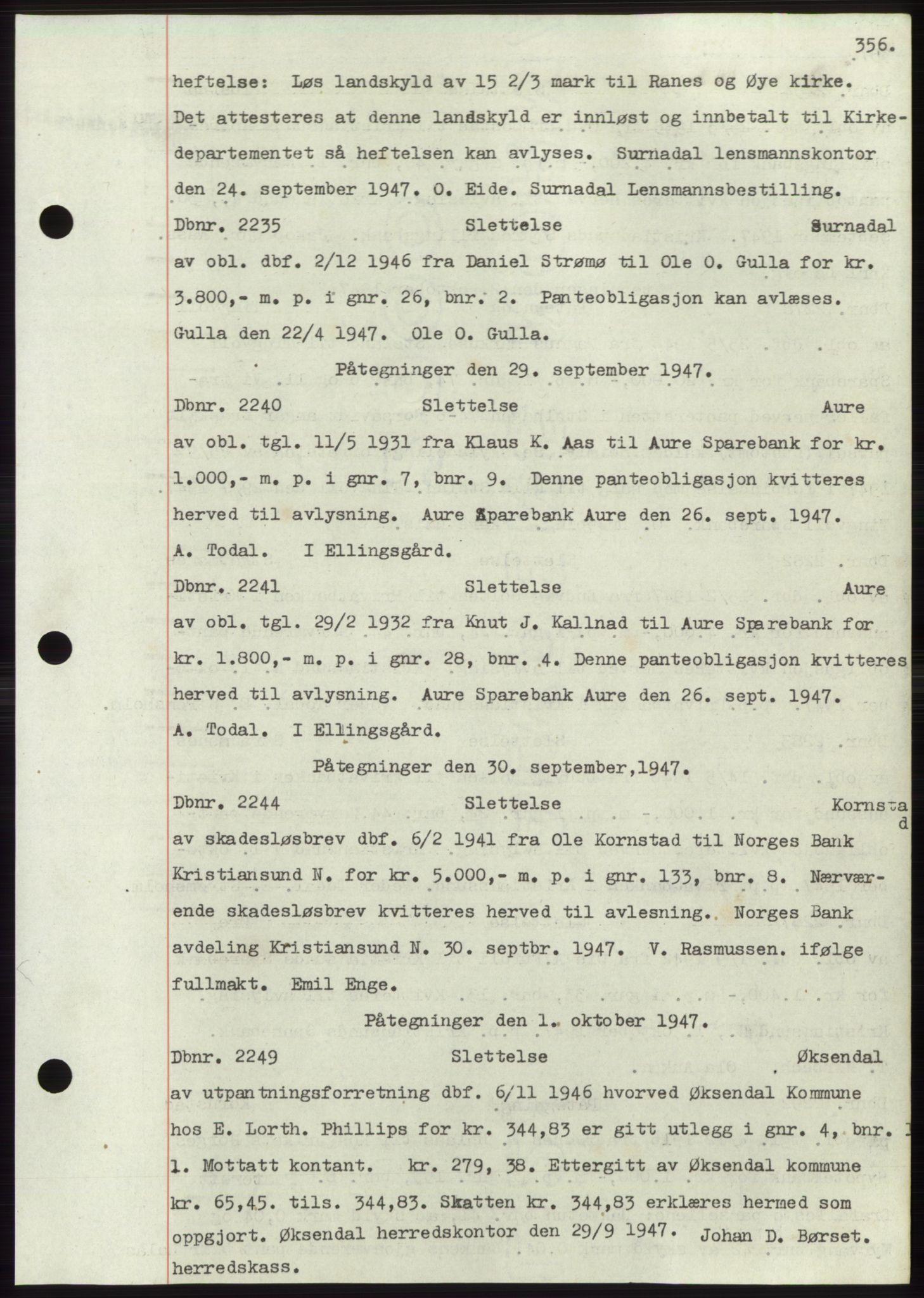 Nordmøre sorenskriveri, AV/SAT-A-4132/1/2/2Ca: Mortgage book no. C82b, 1946-1951, Diary no: : 2235/1947