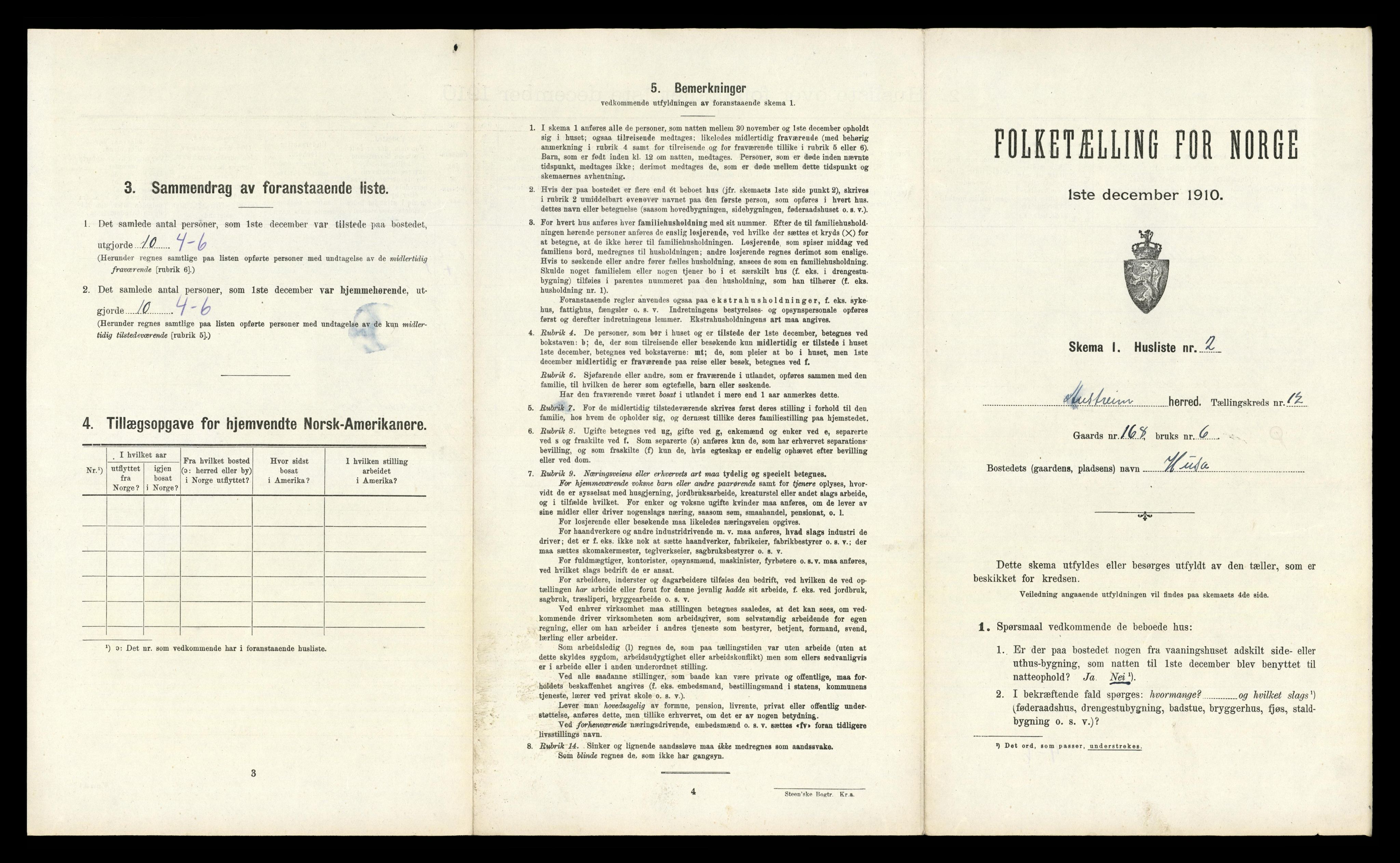 RA, 1910 census for Austrheim, 1910, p. 790